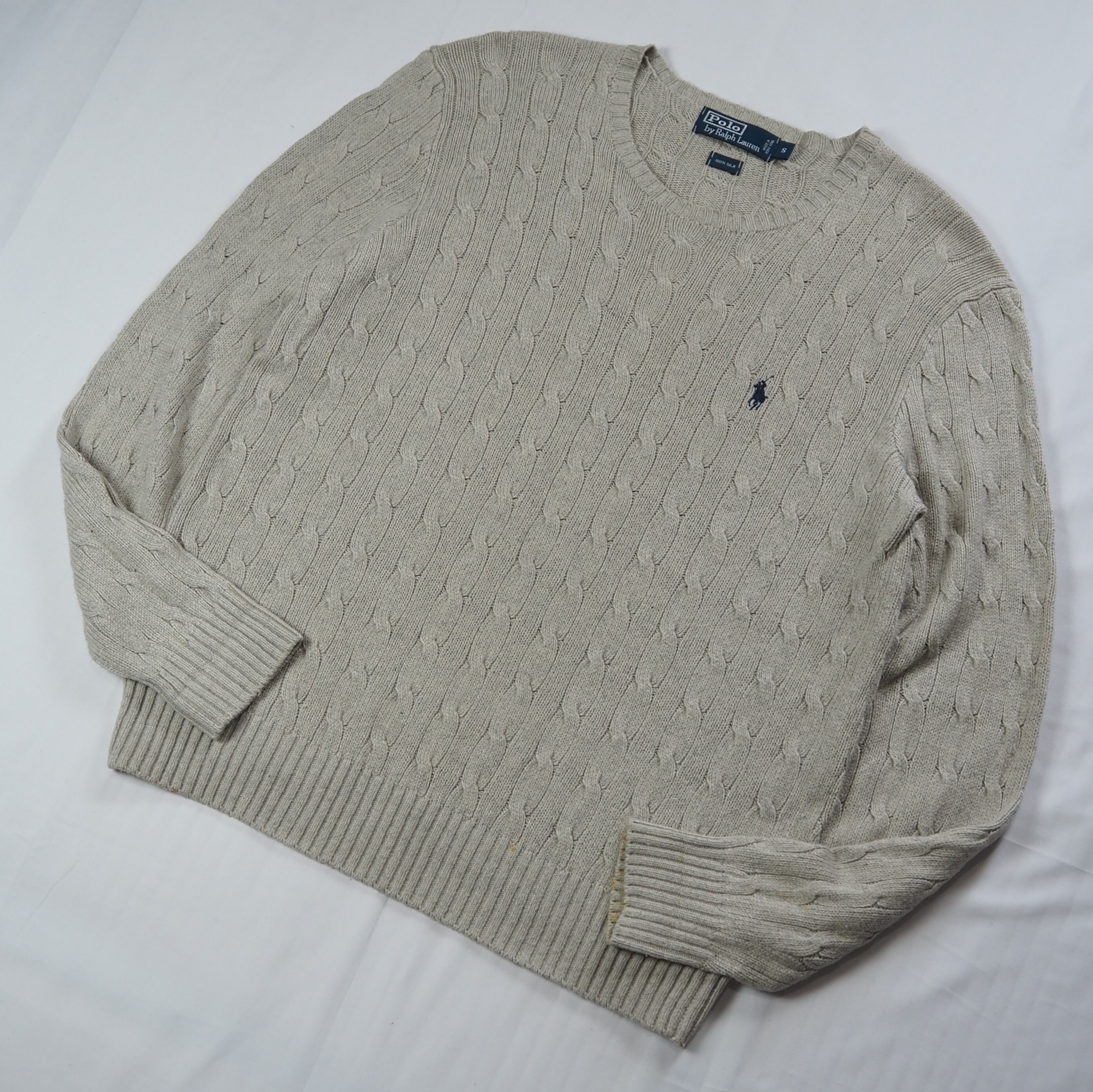 90's Ralph Lauren 100%シルク ケーブルニット Sサイズ の画像 2