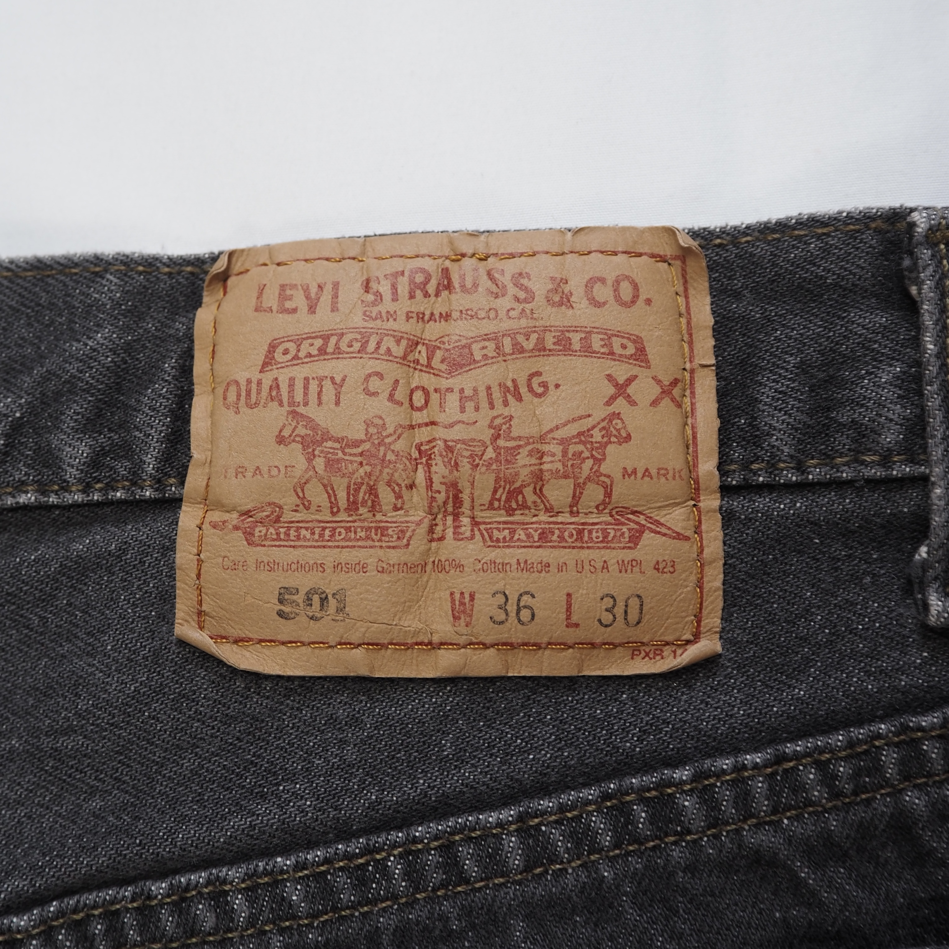 90’s Levi’s 501 先染めブラックデニム 36×30 の画像 16