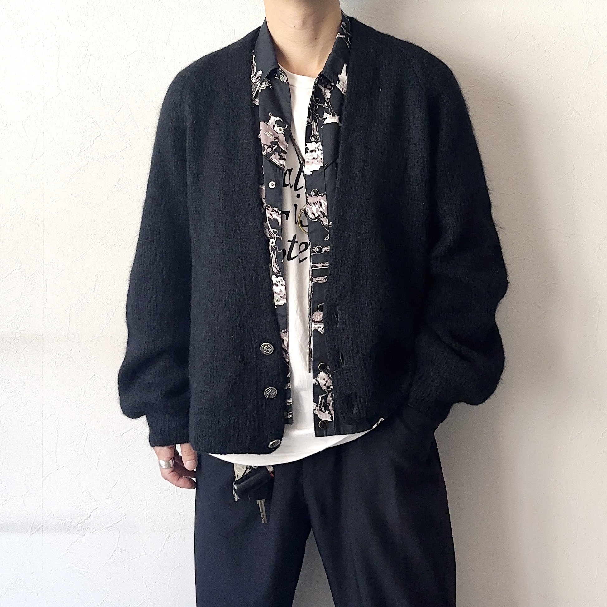 Vintage 60's【Hand Made BY Marna Bellafiore】Black Mohair Cardigan の画像 3