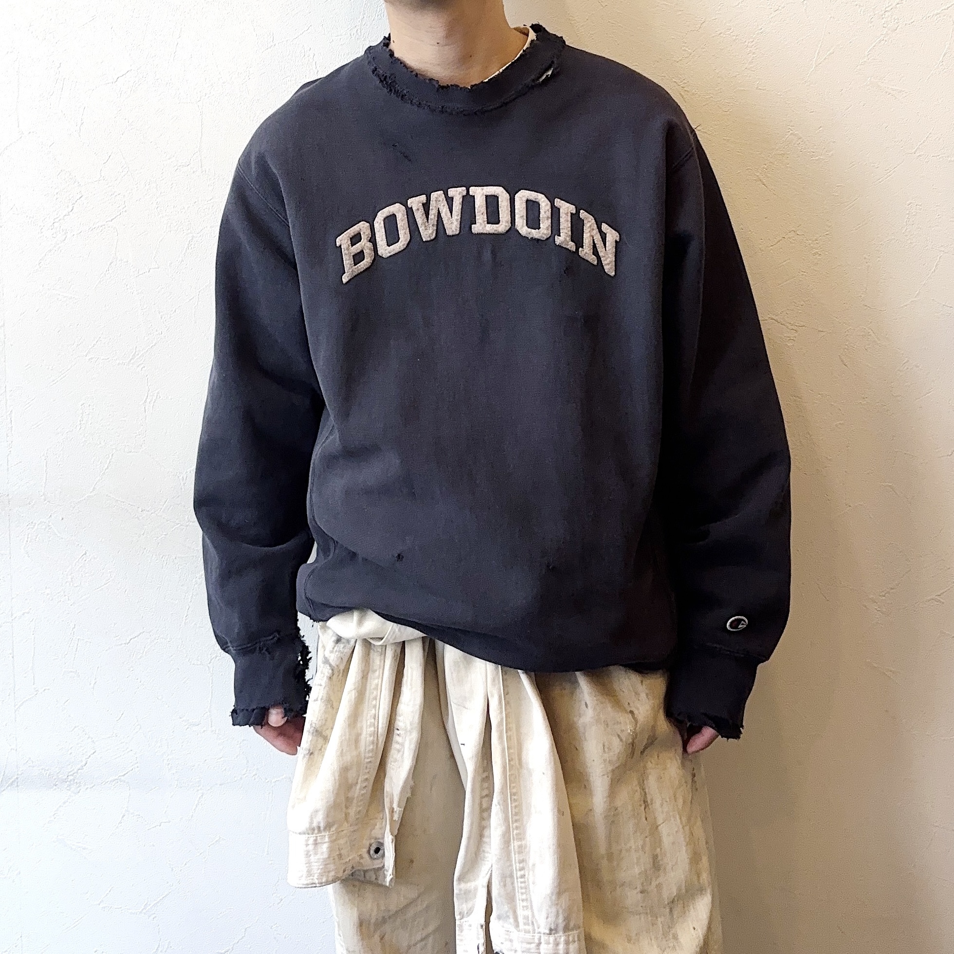 Y2K【Champion】"BOWDOIN" Grunge Reverse Weave Sweat の画像 3