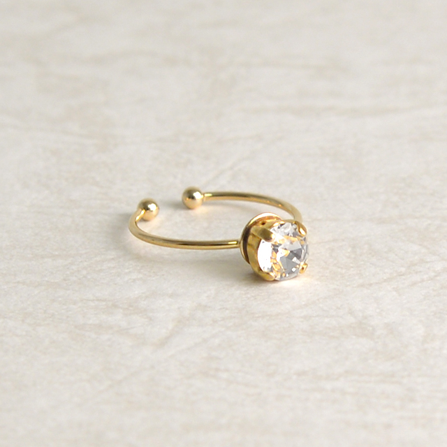 スワロフスキー使用 サイズフリー シンプルリング Calpia ハンドメイドアクセサリー