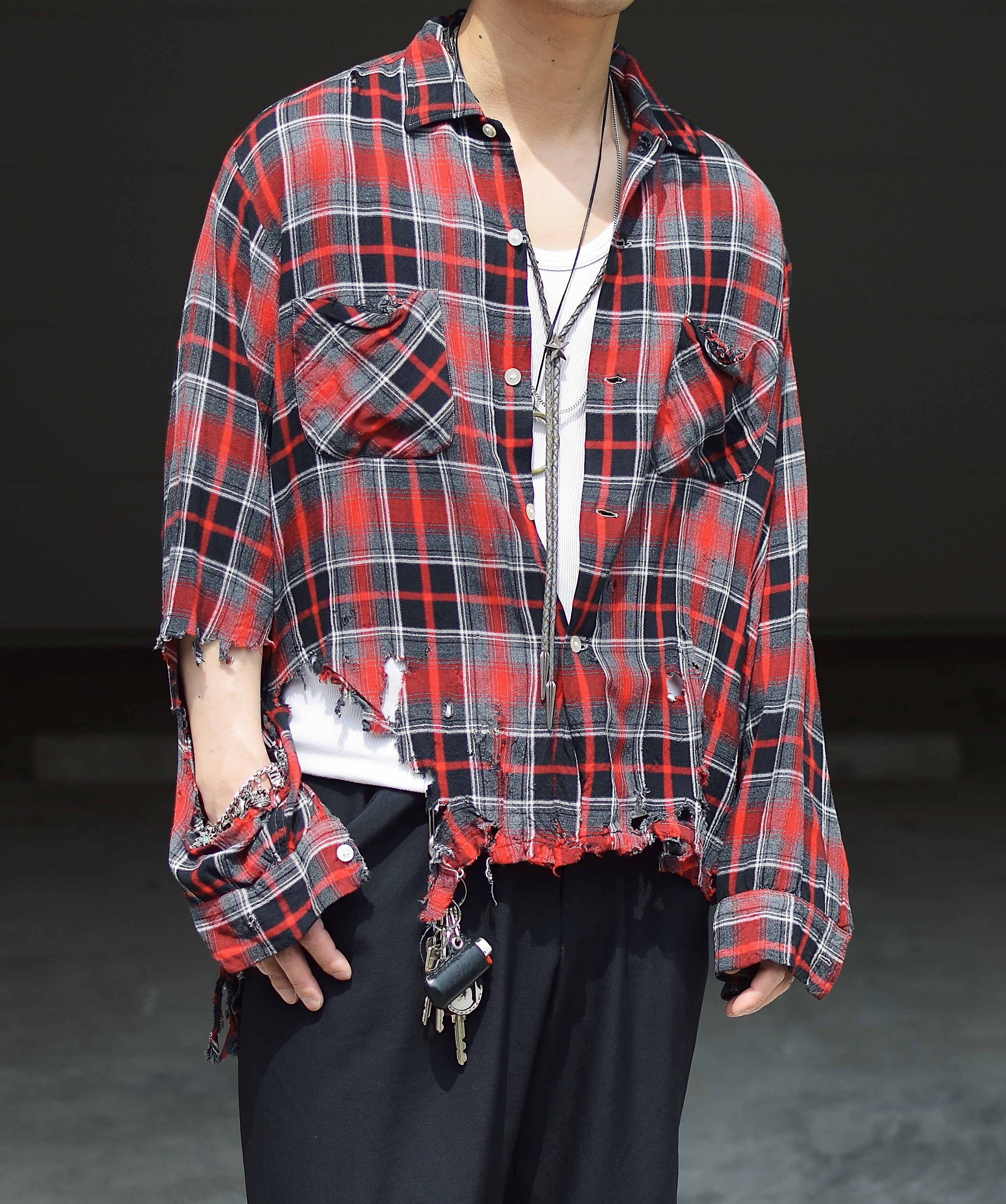 Vintage 60's【CAMPUS】Grunge Rayon Check Shirt の画像 3