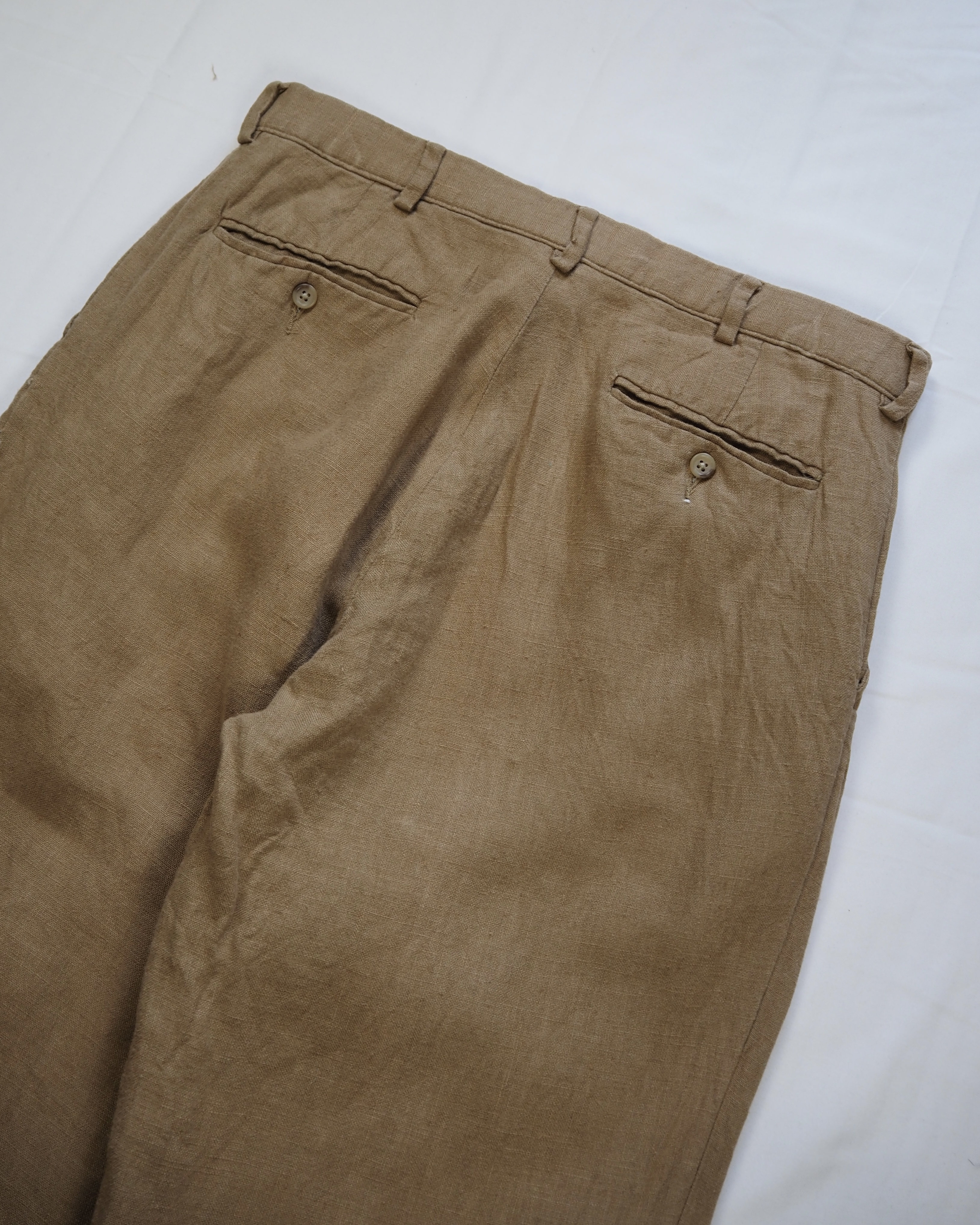 【5/6(水) 20:00入荷】90’s Ralph Lauren リネンスラックス 32×30 ブラウン の画像 12