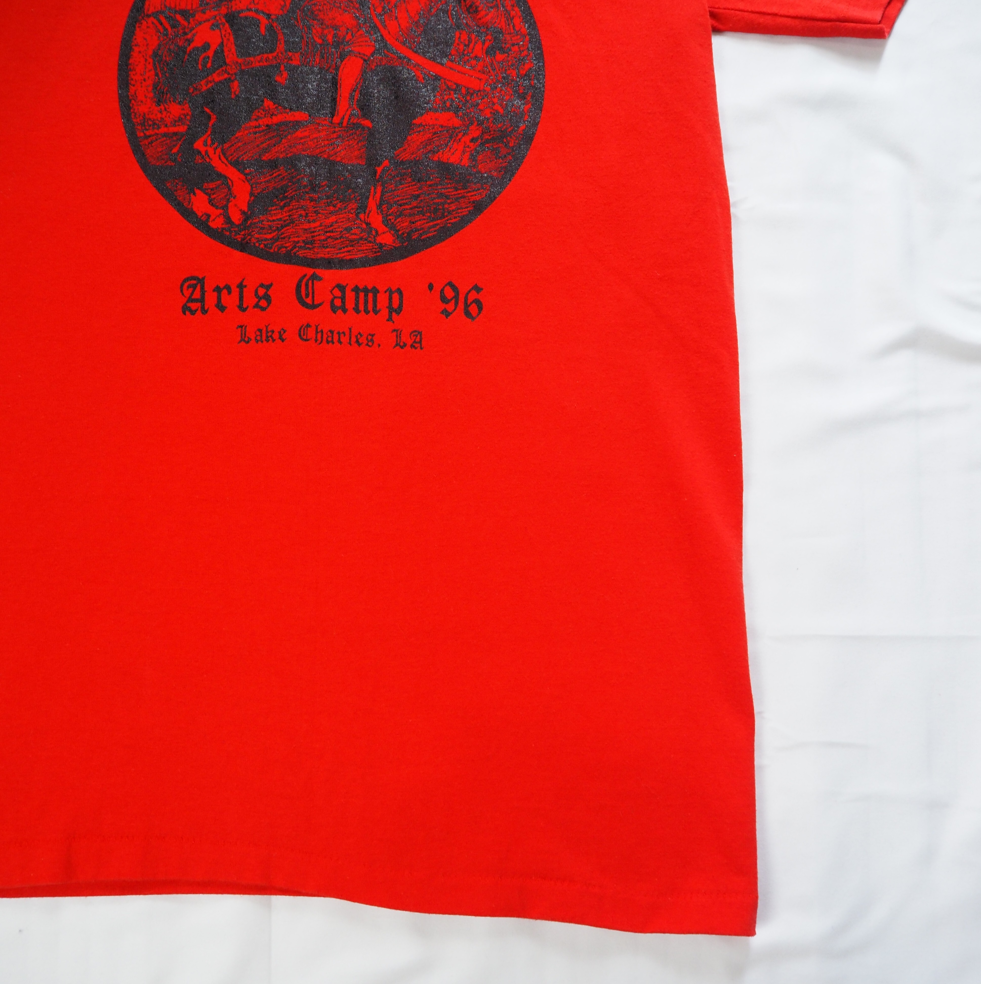 90's ONEITA プリントTシャツ オールドイングリッシュ レッド Sサイズ の画像 9