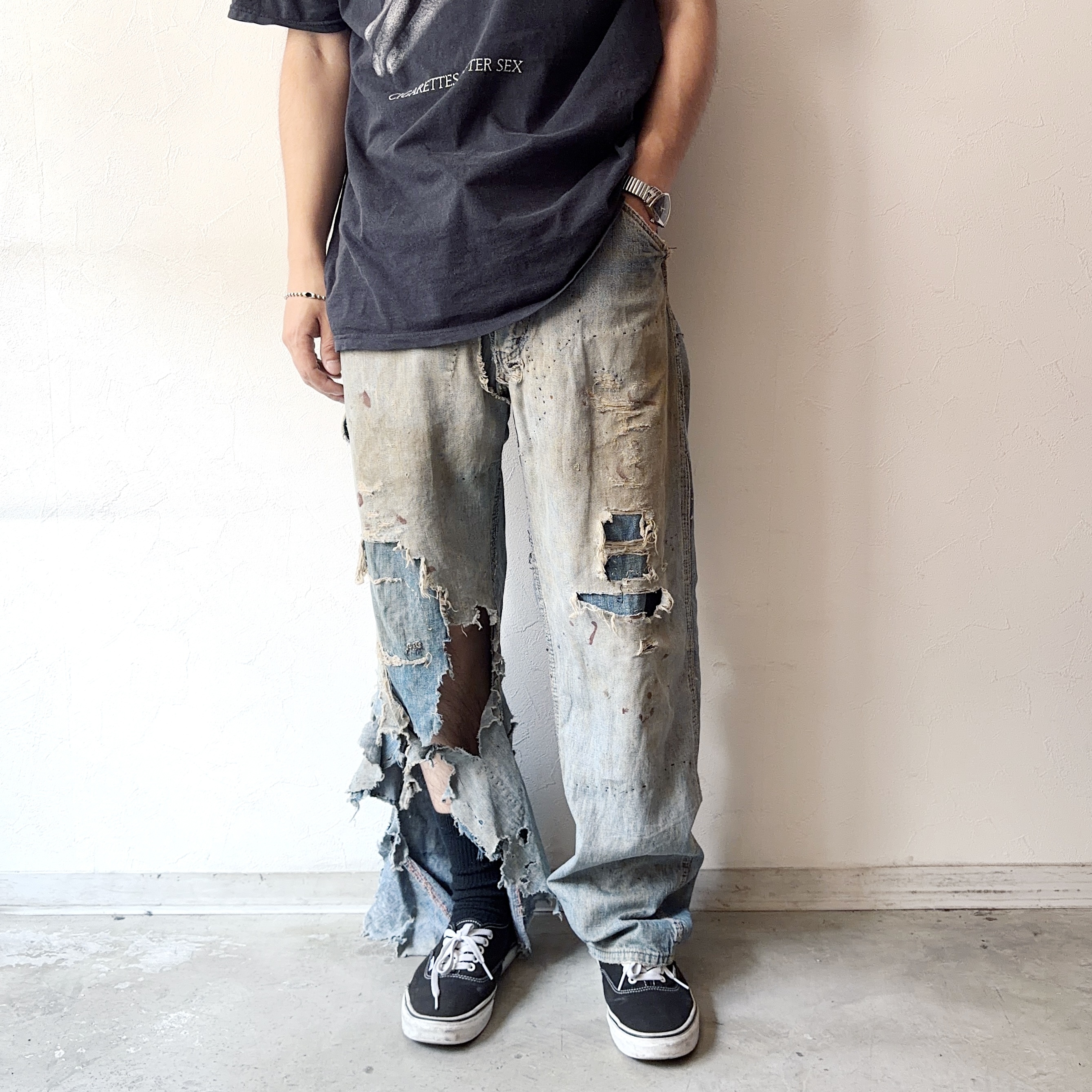 Vintage 70's Grunge Denim Work Pants の画像 3