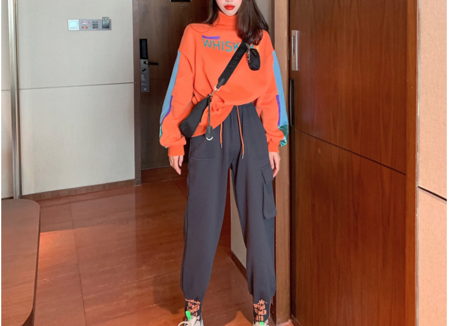 オルチャンファッション トップス ハイネック 裏起毛 あったか スポーティー ストリート かっこいい 韓国ファッション 259 Sweetly