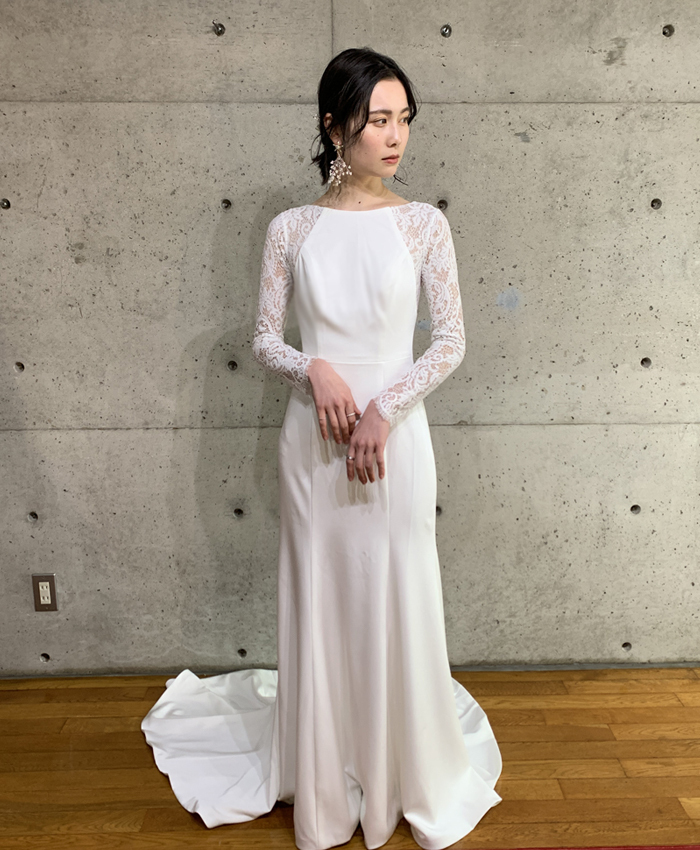 スレンダードレス 長袖 レース フィッシュテール 商品番号 3039 The Urban Blanche 覚王山 スレンダードレス 長袖 レース フィッシュテール 商品番号 3039 The Urban Blanche 覚王山