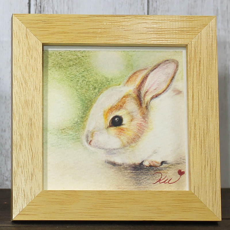 100 100 正方形ミニ額絵 うさぎ Atelier るんと