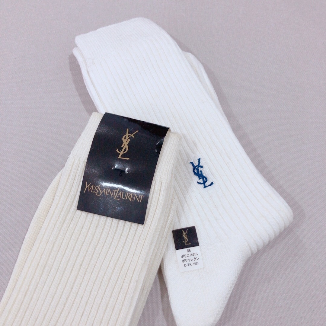 イヴサンローラン 日本製yslロゴ刺繍ソックス2足セット デッドストック Jvintage ジェイヴィンテージ
