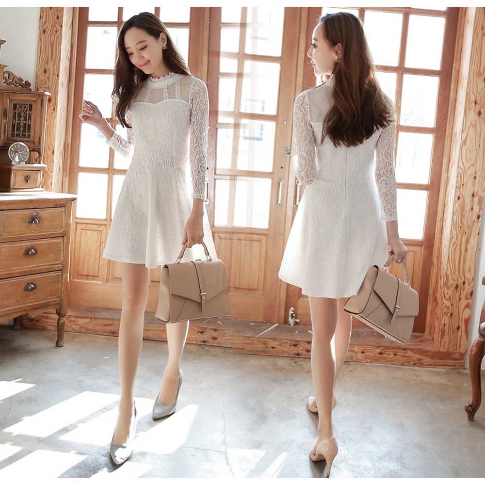 レース ワンピース 長袖ワンピース レディース きれいめ 上品 清楚 ドレス 101percent