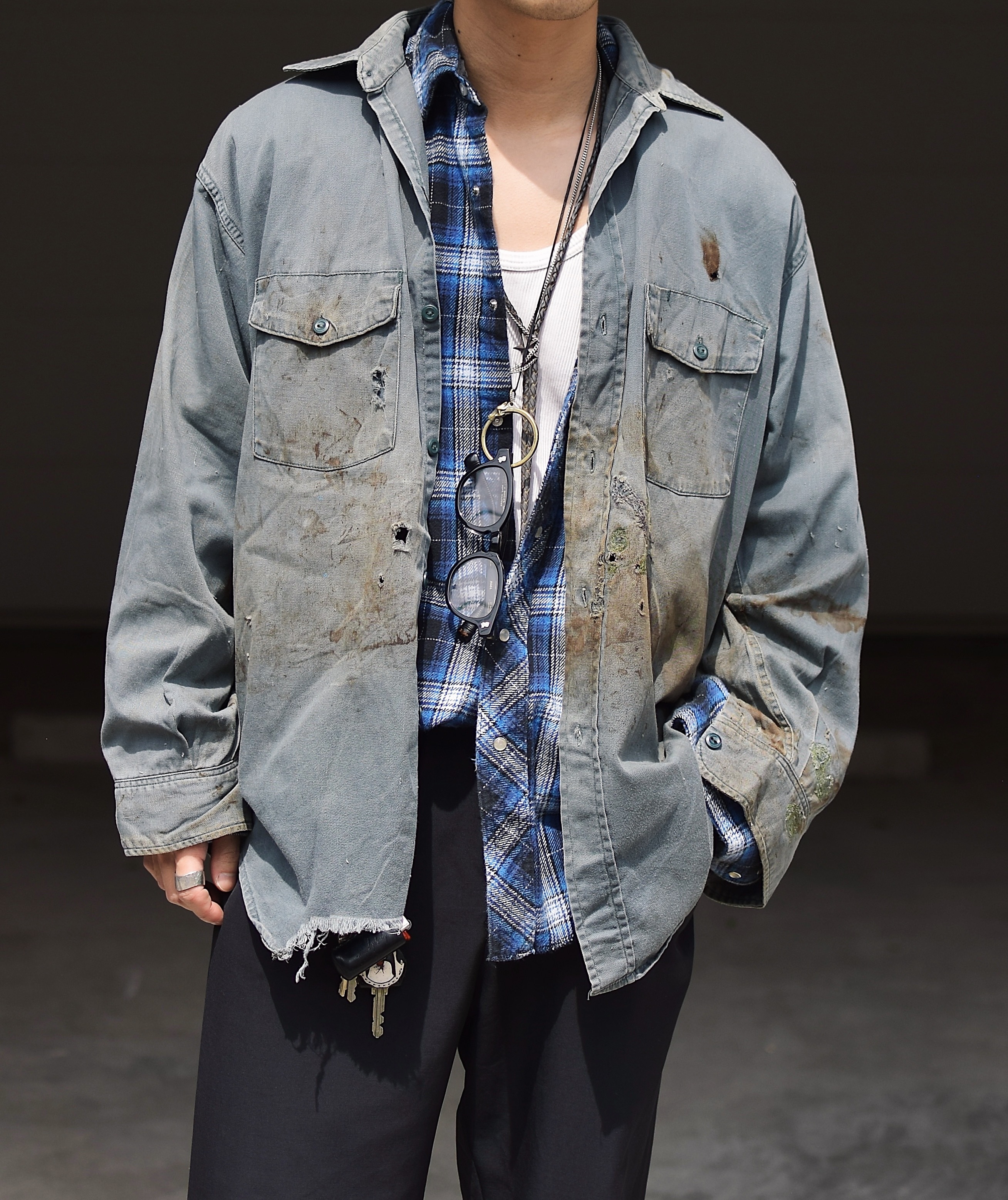 Vintage 90's【Wrangler】Ombre Check Western Shirt の画像 4