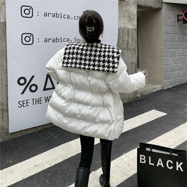 Qoo10] レディース 千鳥格子柄カラーステッチ ダ