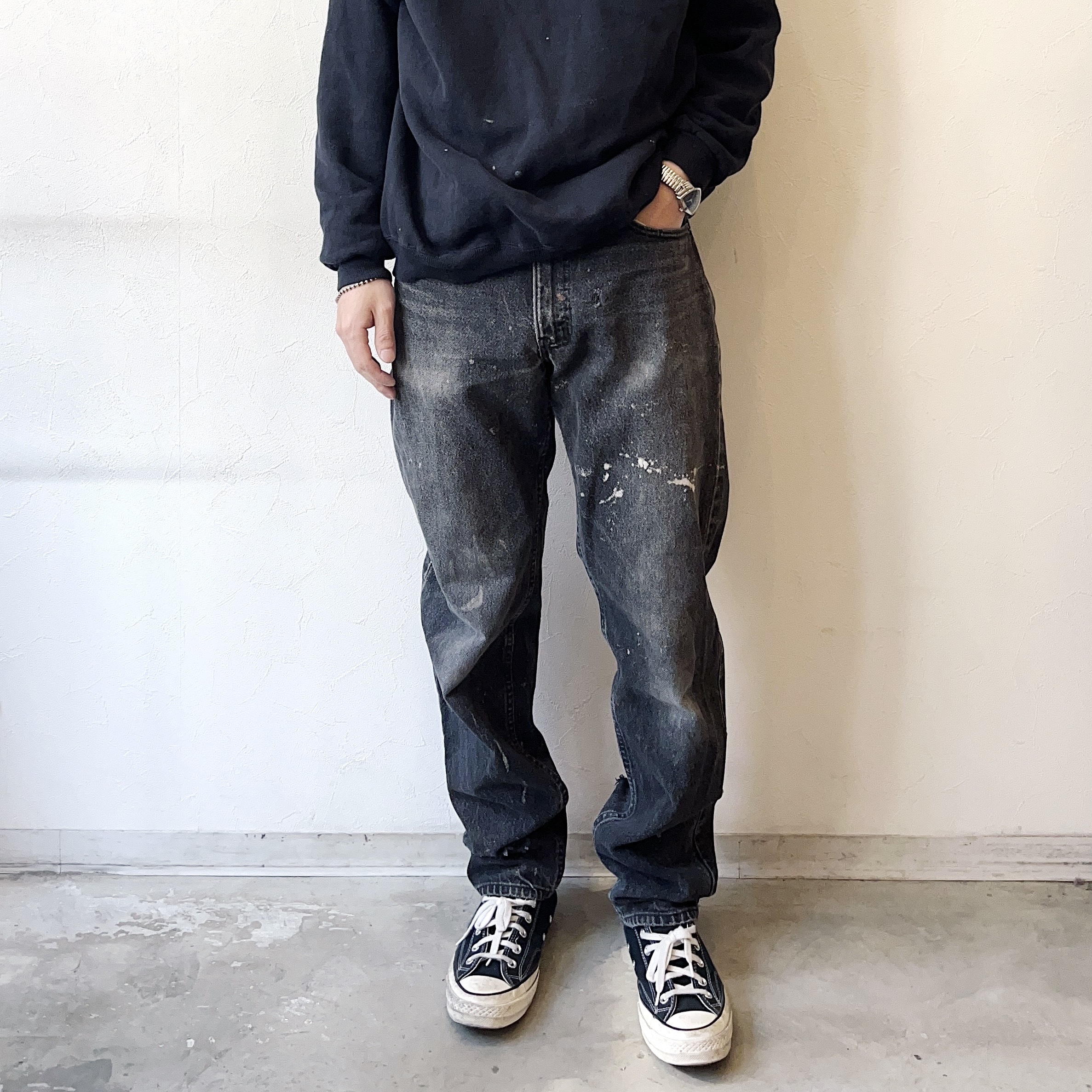 Vintage 90's【Levi's】550 Grunge Black Denim Pants の画像 3