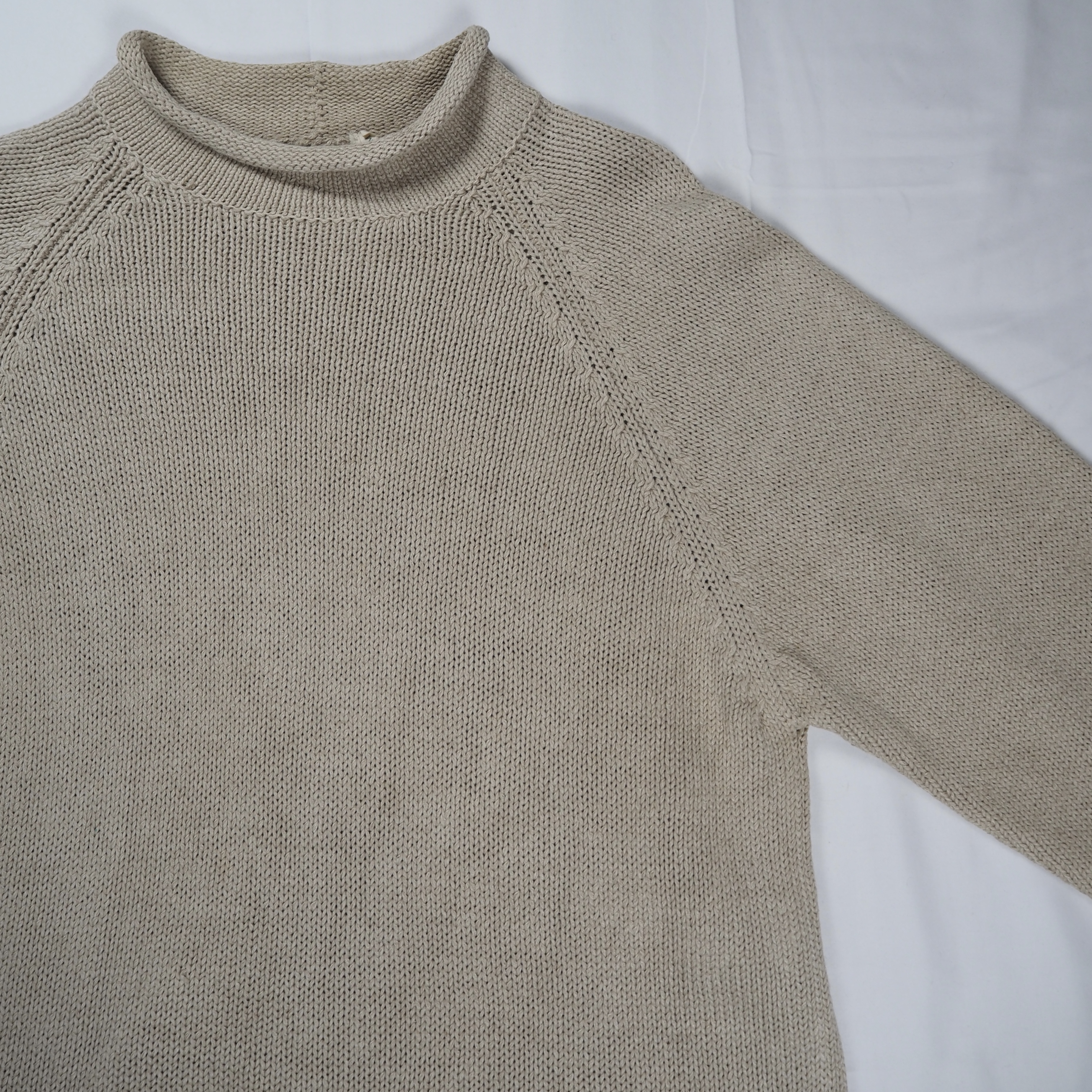 90’s J.Crew ロールネックニット コットンリネン Mサイズ の画像 3