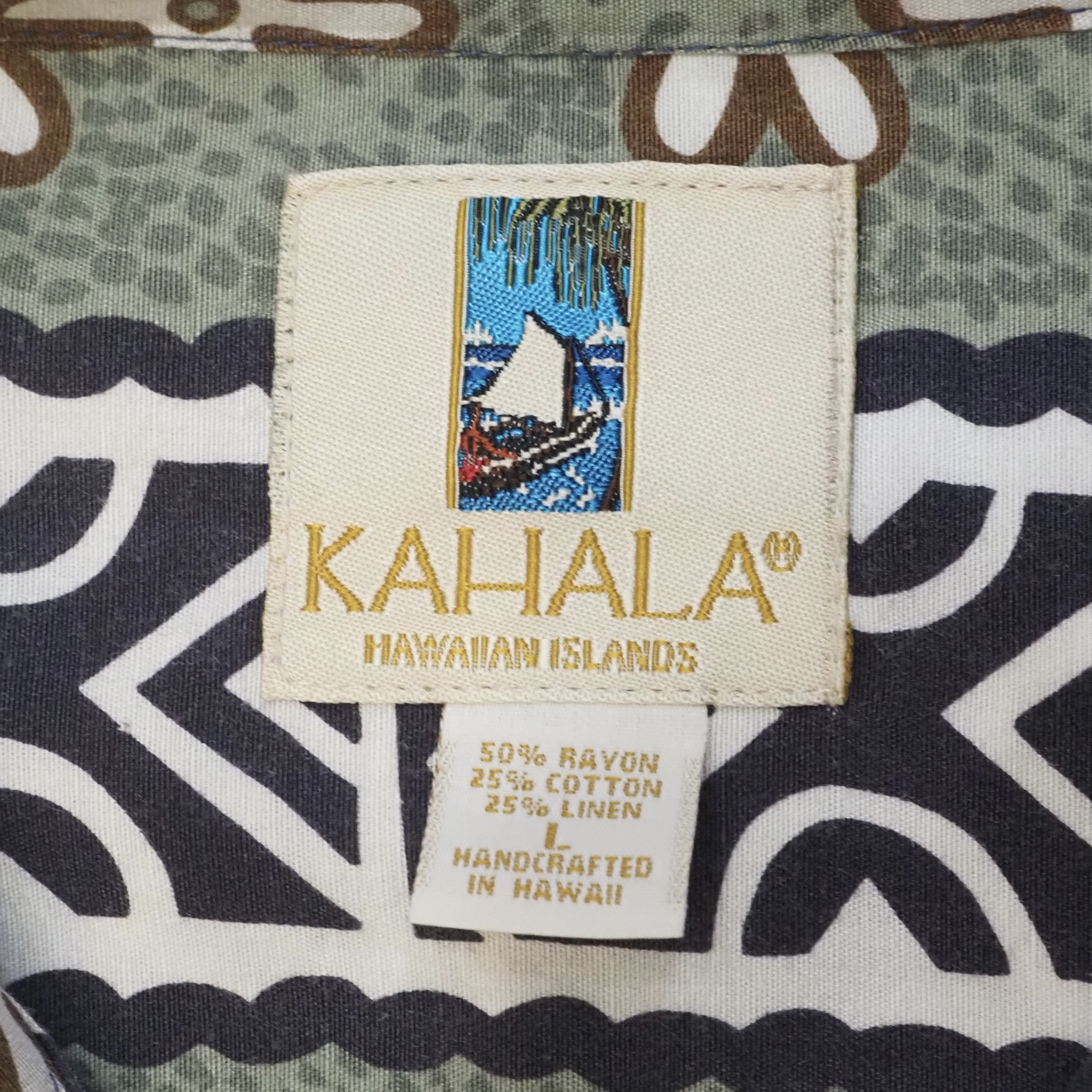 90’s Hawaiian Shirt Size L "Cotton Linen” の画像 9