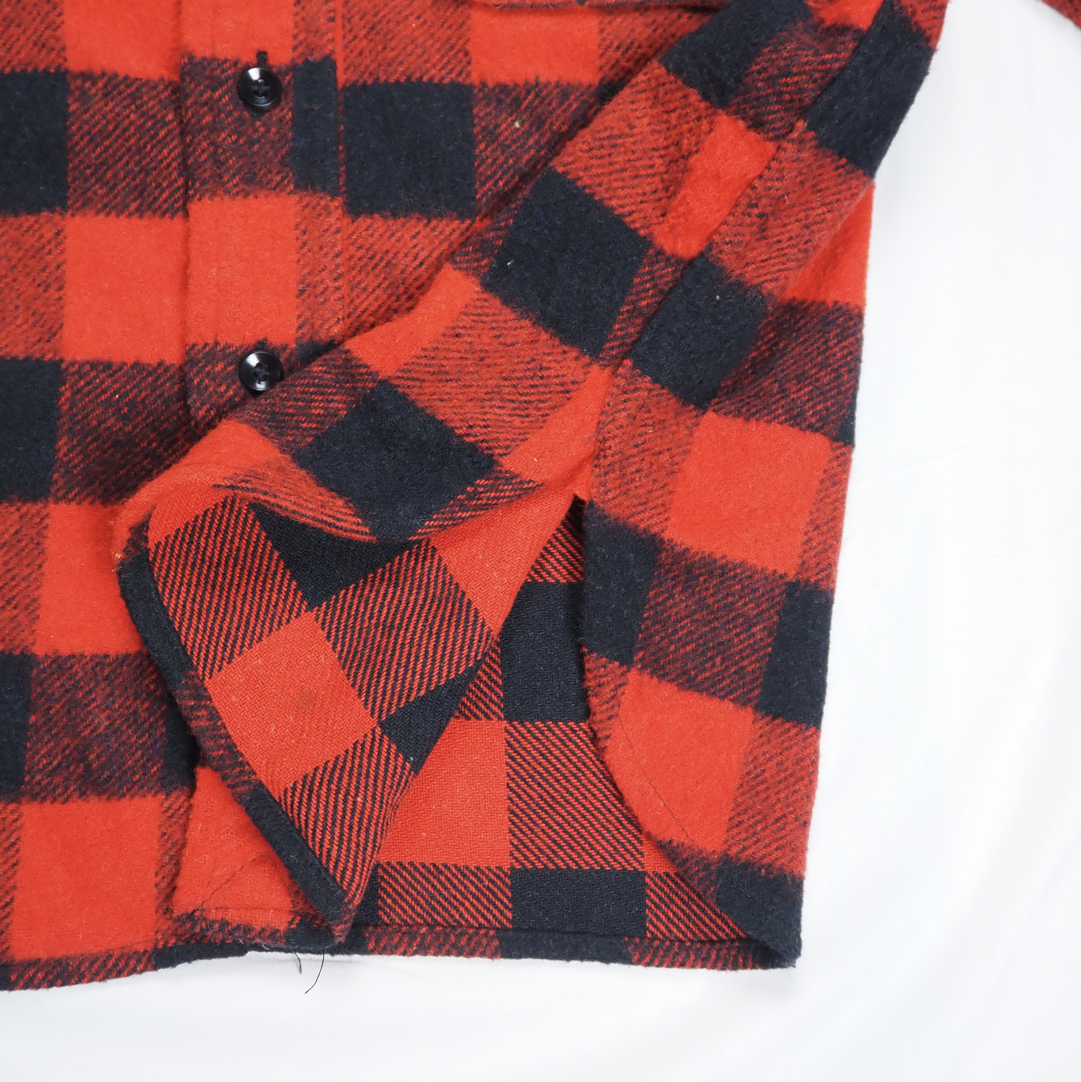 70’s J.C. Penny フランネルシャツ Mサイズ レッド×ブラック ブロックチェック Mサイズ マチ付き オンライン限定商品 の画像 9