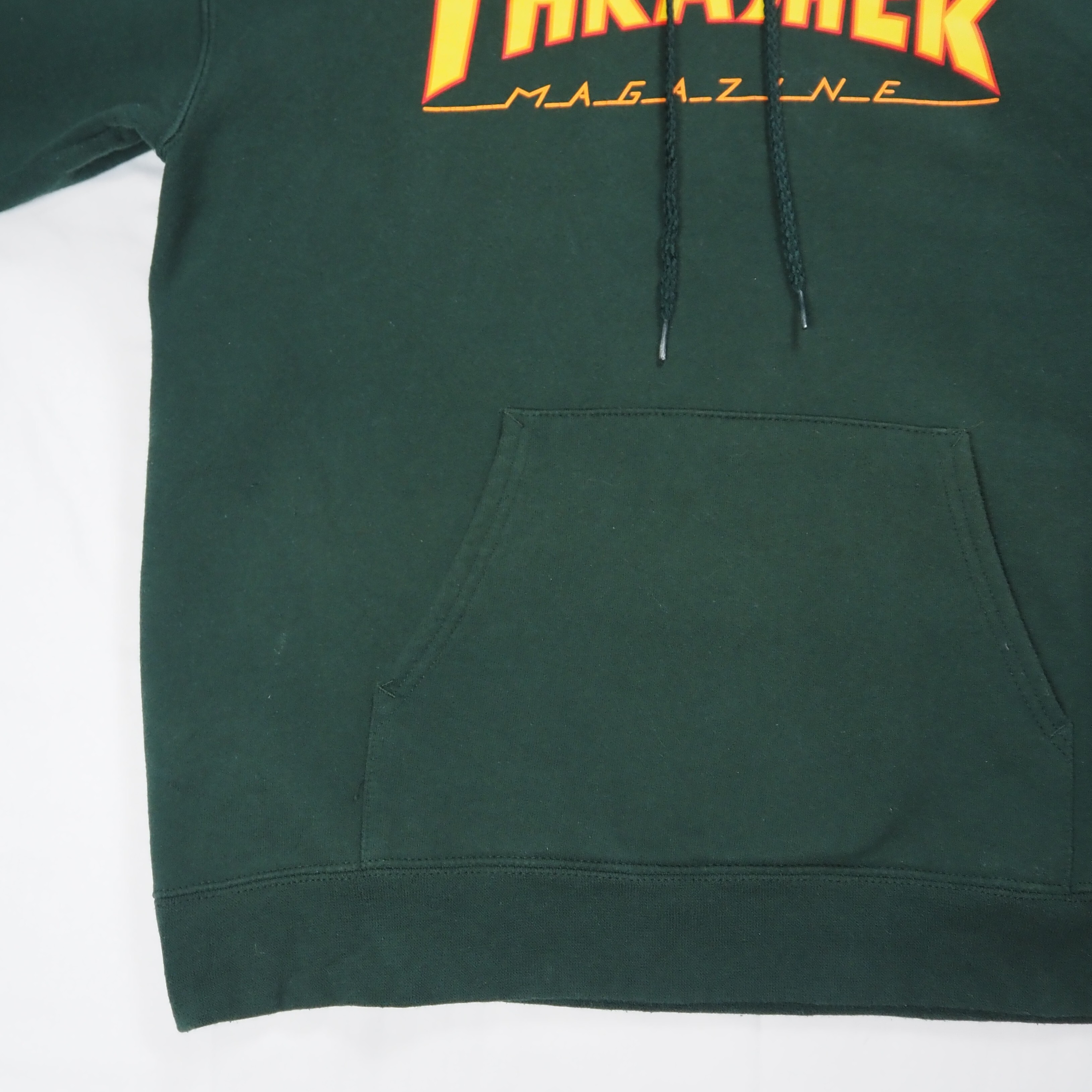 00's Thrasher フーディ フレイムロゴ グリーン Sサイズ の画像 6
