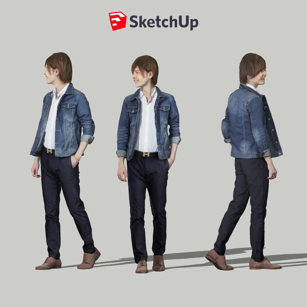 SketchUp素材 3D人物モデル ( Posed ) 087_Ren - 画像1
