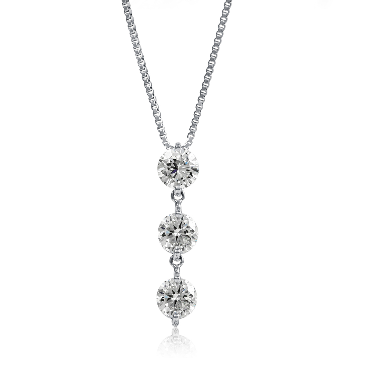 【S54】1.00ct 3ストーンダイヤモンドネックレス【JS4185】