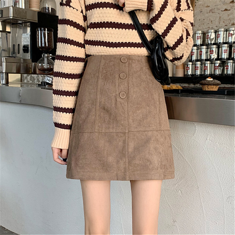 台形スカート スエードスカート あったか かわいい カジュアル ミニスカート 流行 シンプル 260 Sweetly