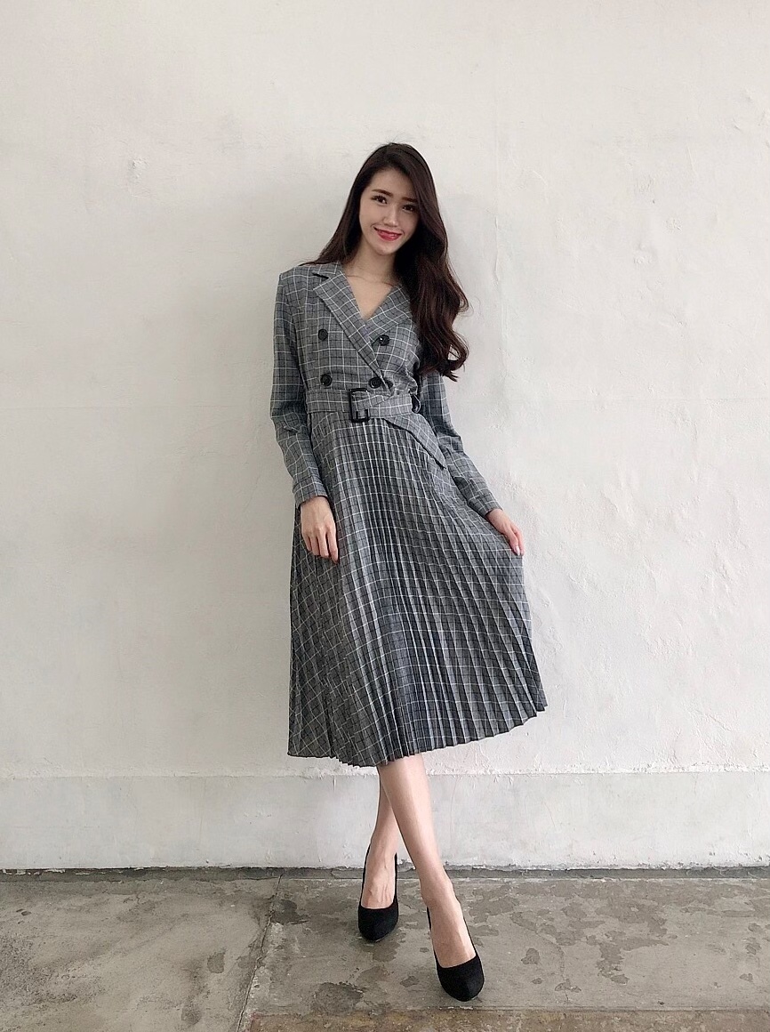 Samantha Dress 開襟チェック柄ワンピース Eris