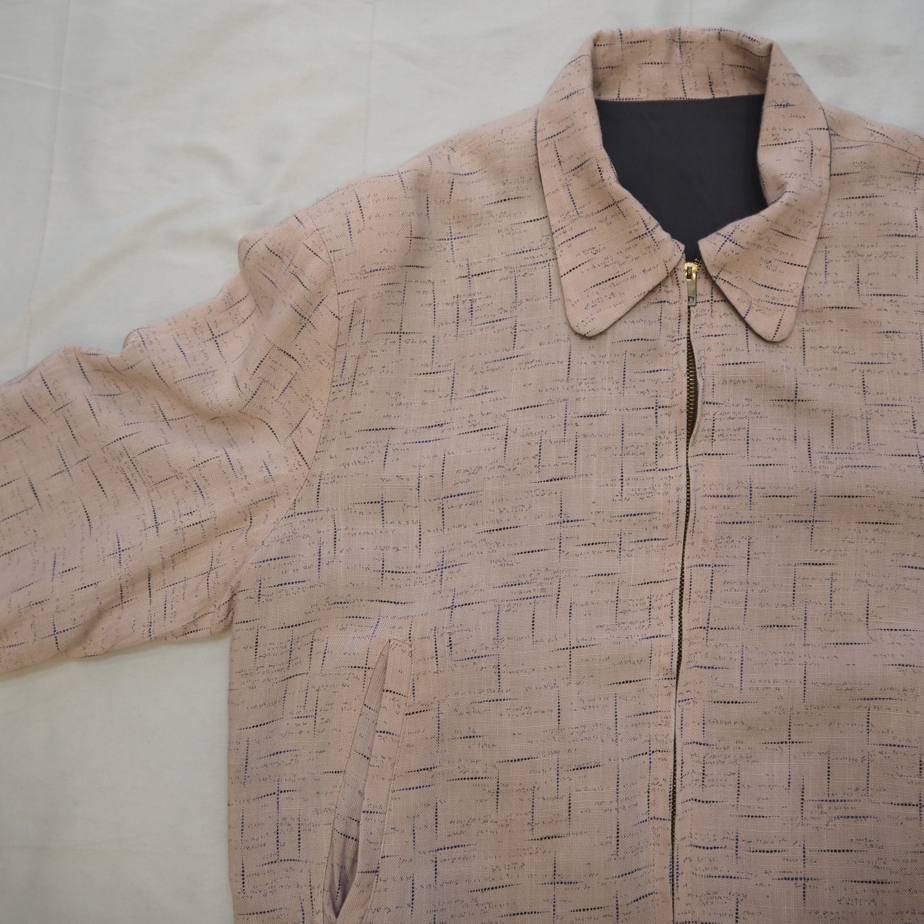 50’s Rayon Gab Jacket Pink & Gray の画像 2