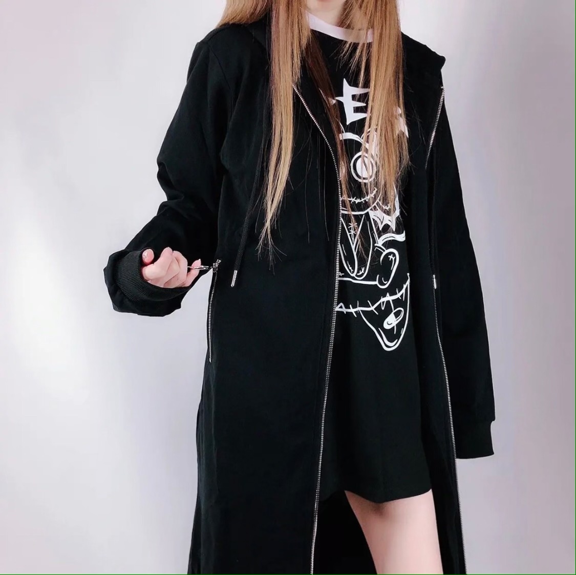 long hoodie black