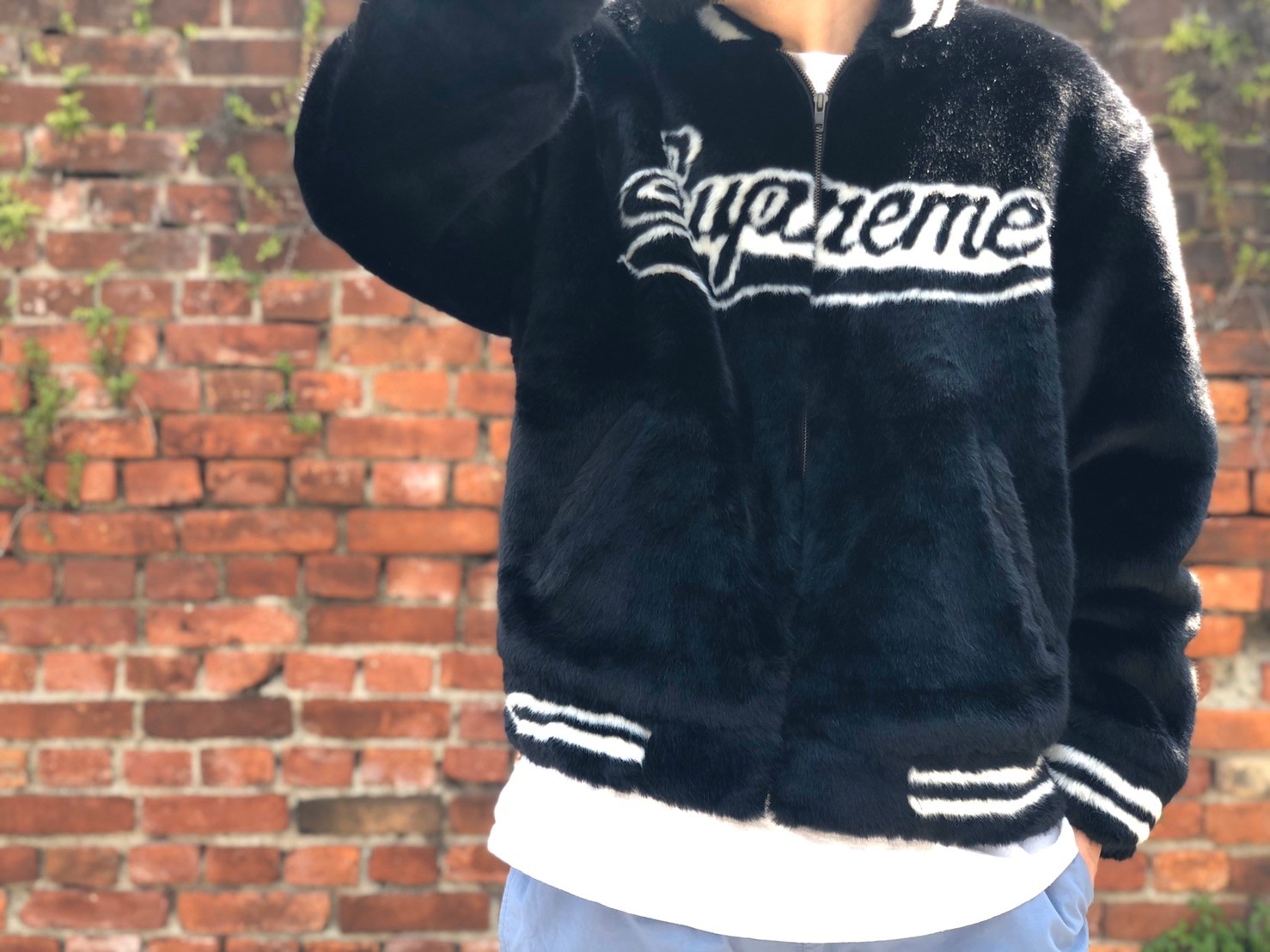 送料込 supreme Fur Jacket 黒 Lサイズ　キムタク着