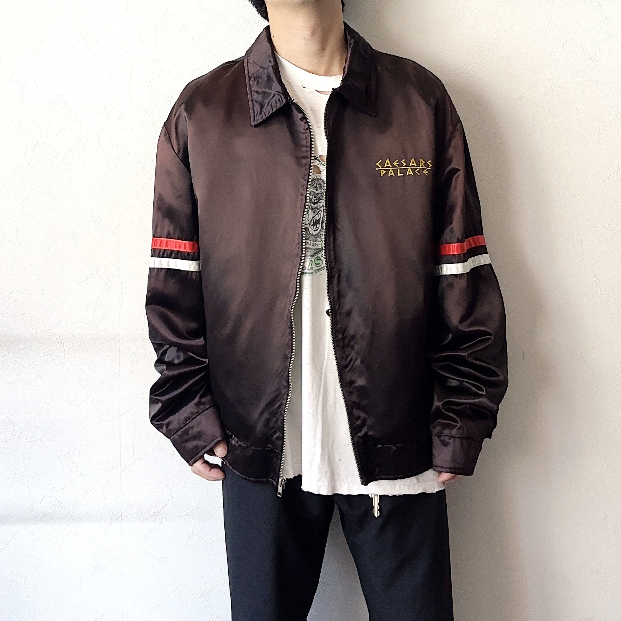 Vintage 90's【CAESARS】"CAESARS PALACE" Faded Satin Jacket の画像 3