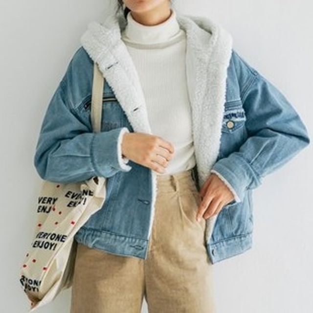 アウター レディース ジャケット デニム デニムジャケット ボア 裏ボア フード付き カジュアル 大人カジュアル あったか もこもこ 秋冬 Ot 0179 Y Happy Orurea ハッピーオルレア
