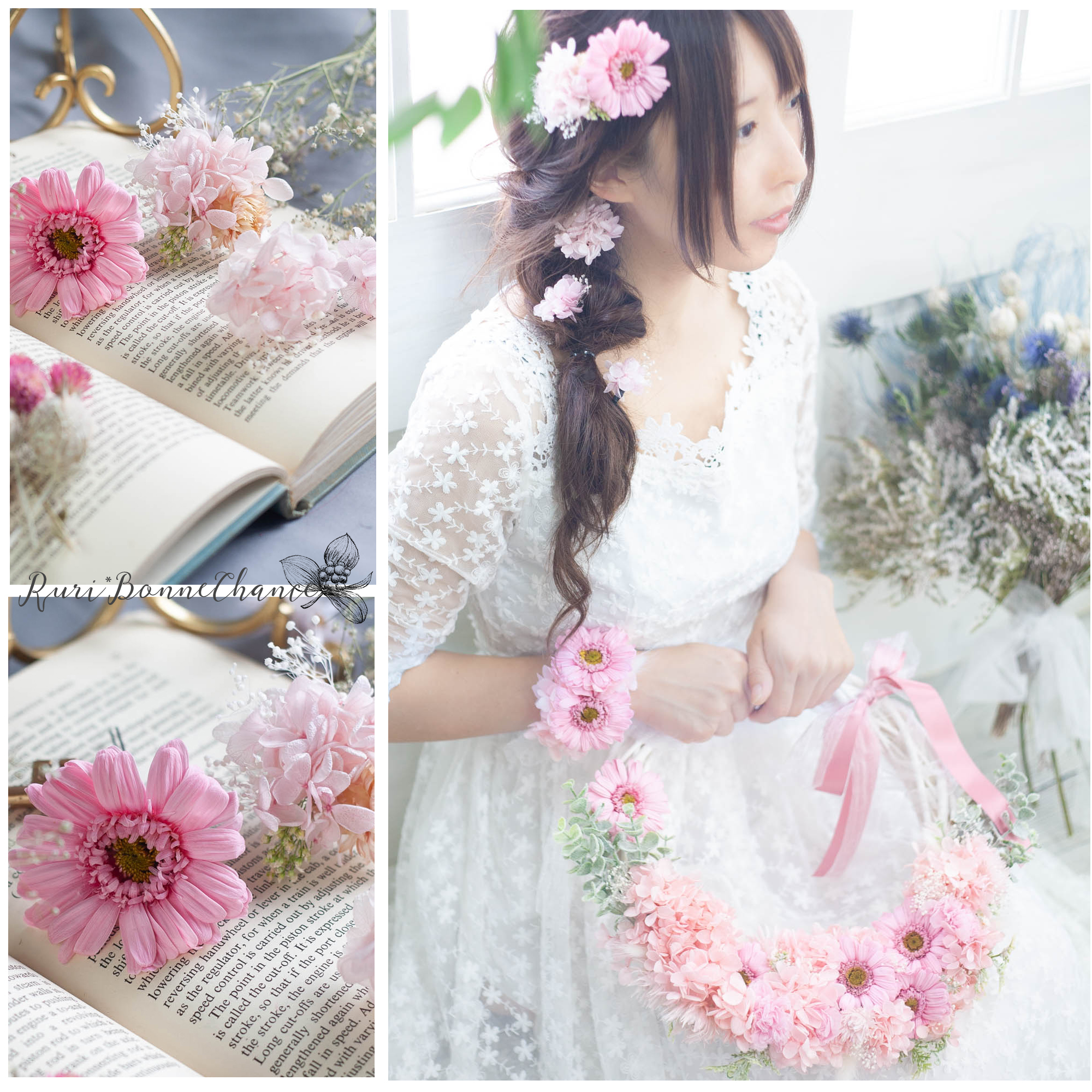 2019fleur Collection ピンクフルールヘッドドレス 着物 袴 花 振袖 2019fleur Collection ピンクフルールヘッドドレス 着物 袴 花 振袖