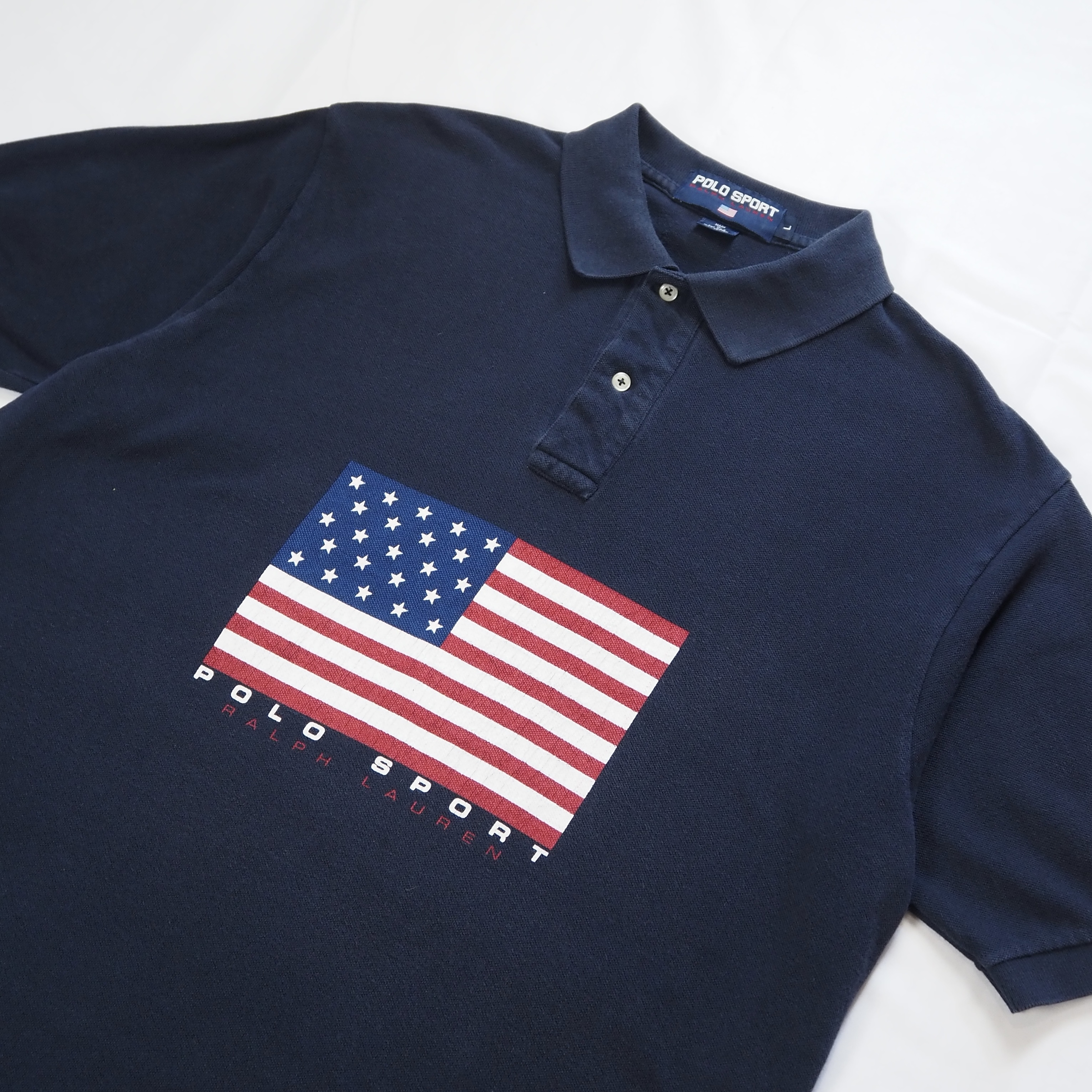 90’s Polo Sports ポロシャツ 星条旗 Lサイズ の画像 2