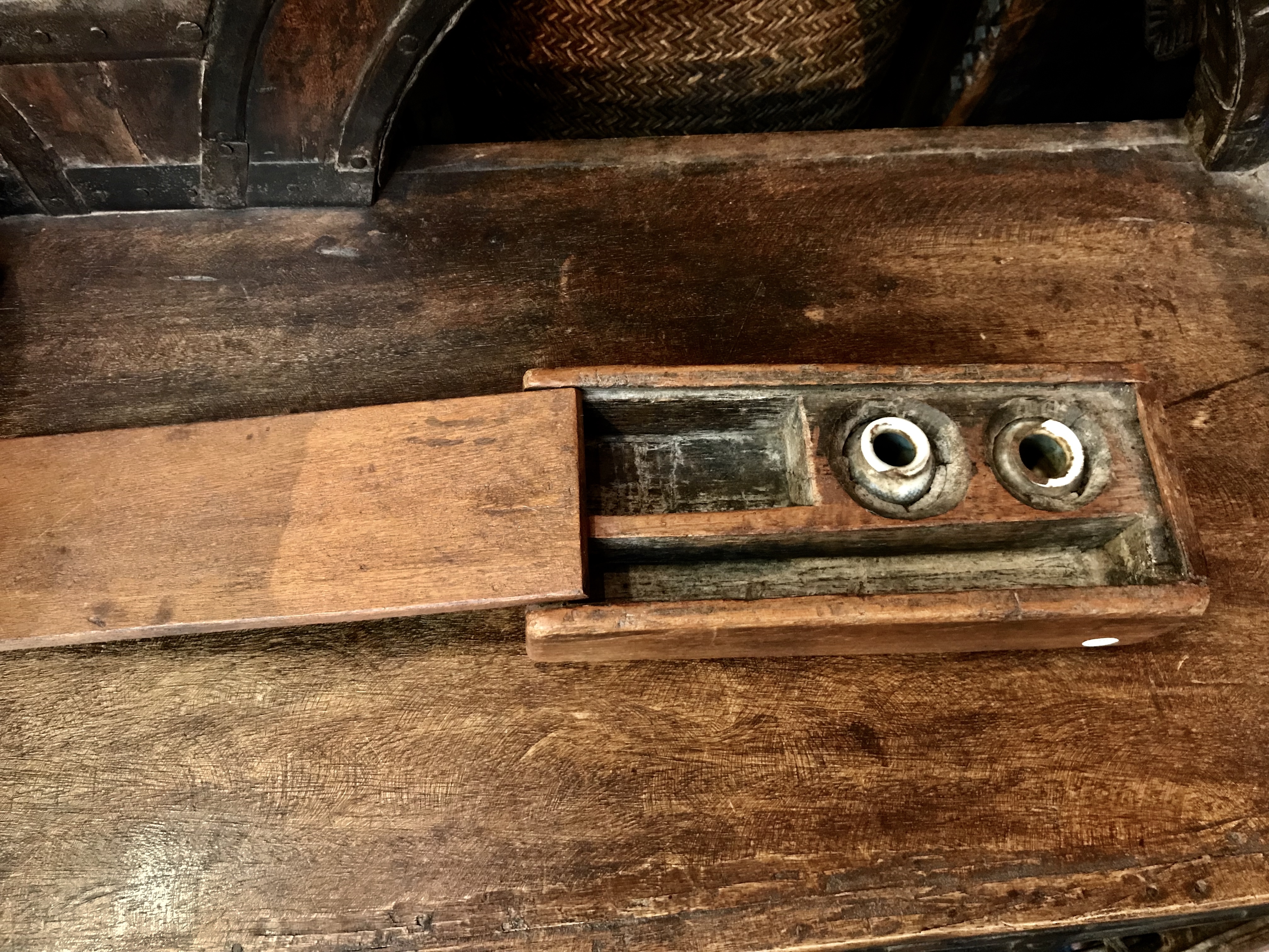 インド アンティーク木製 筆とインク壺ケース Casablanca