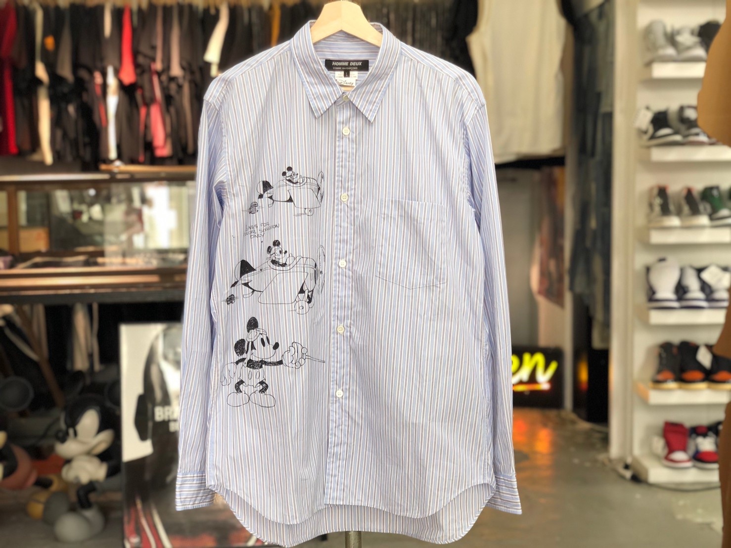 30 Off Comme Des Garcons Homme Deux Df B022 Disney プリント ストライプシャツ Large Blue 125ji8633 Brand Buyers Osaka