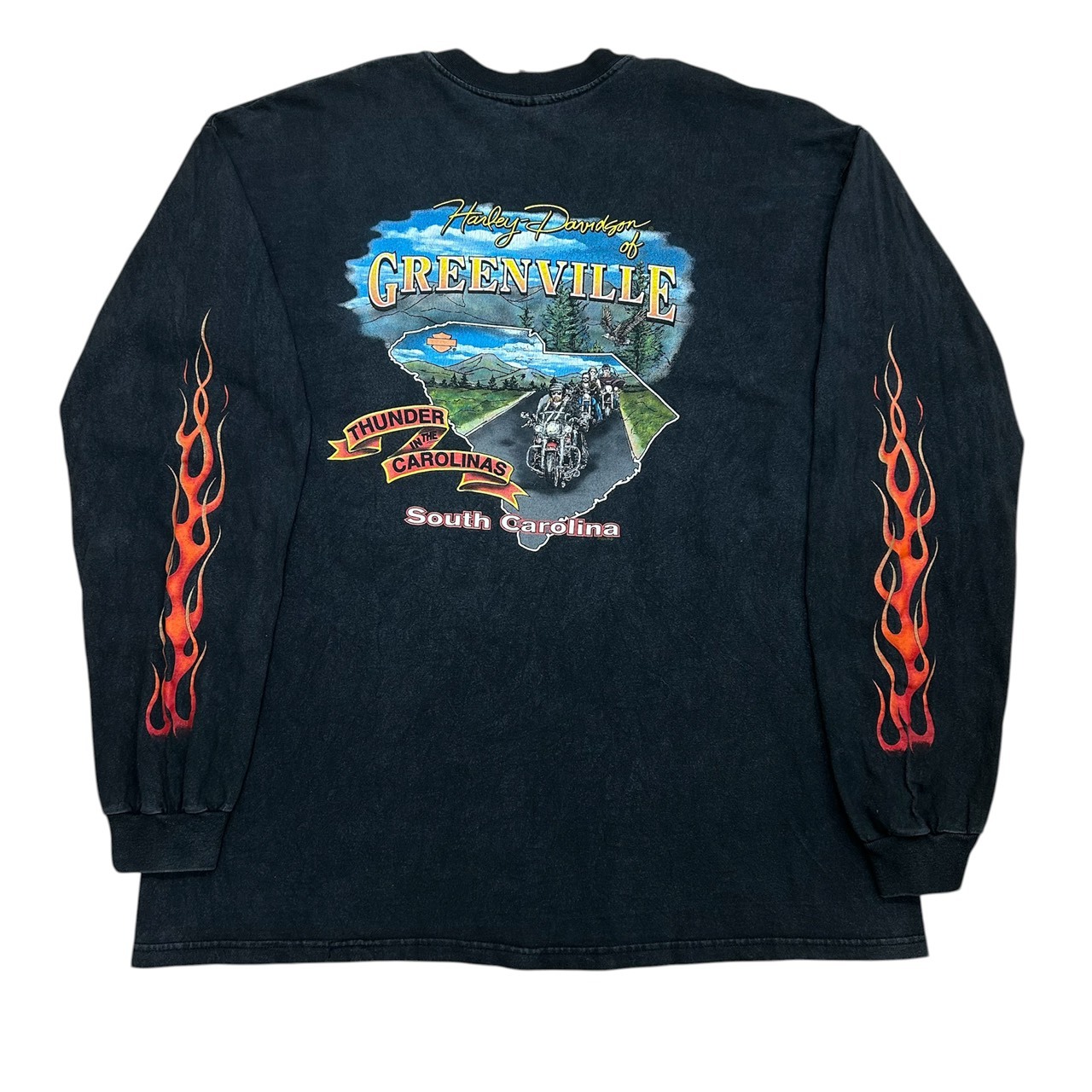 HARLEY-DAVIDSON フレイムプリント ロングスリーブTシャツ ブラック XXL ビッグサイズ の画像 2