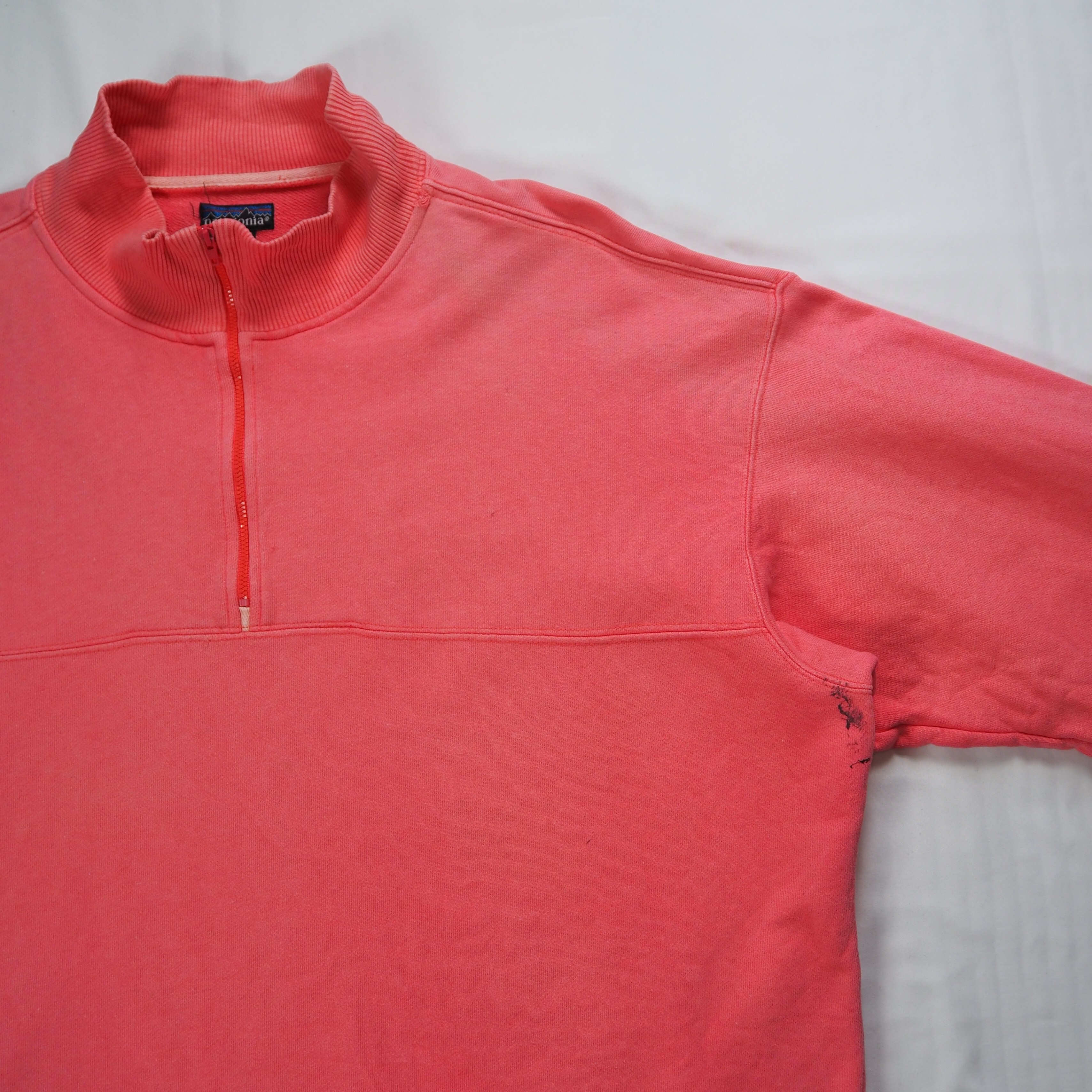 【9/23 20:00入荷】90's Patagonia ハーフジップスウェット ピンク Lサイズ の画像 4
