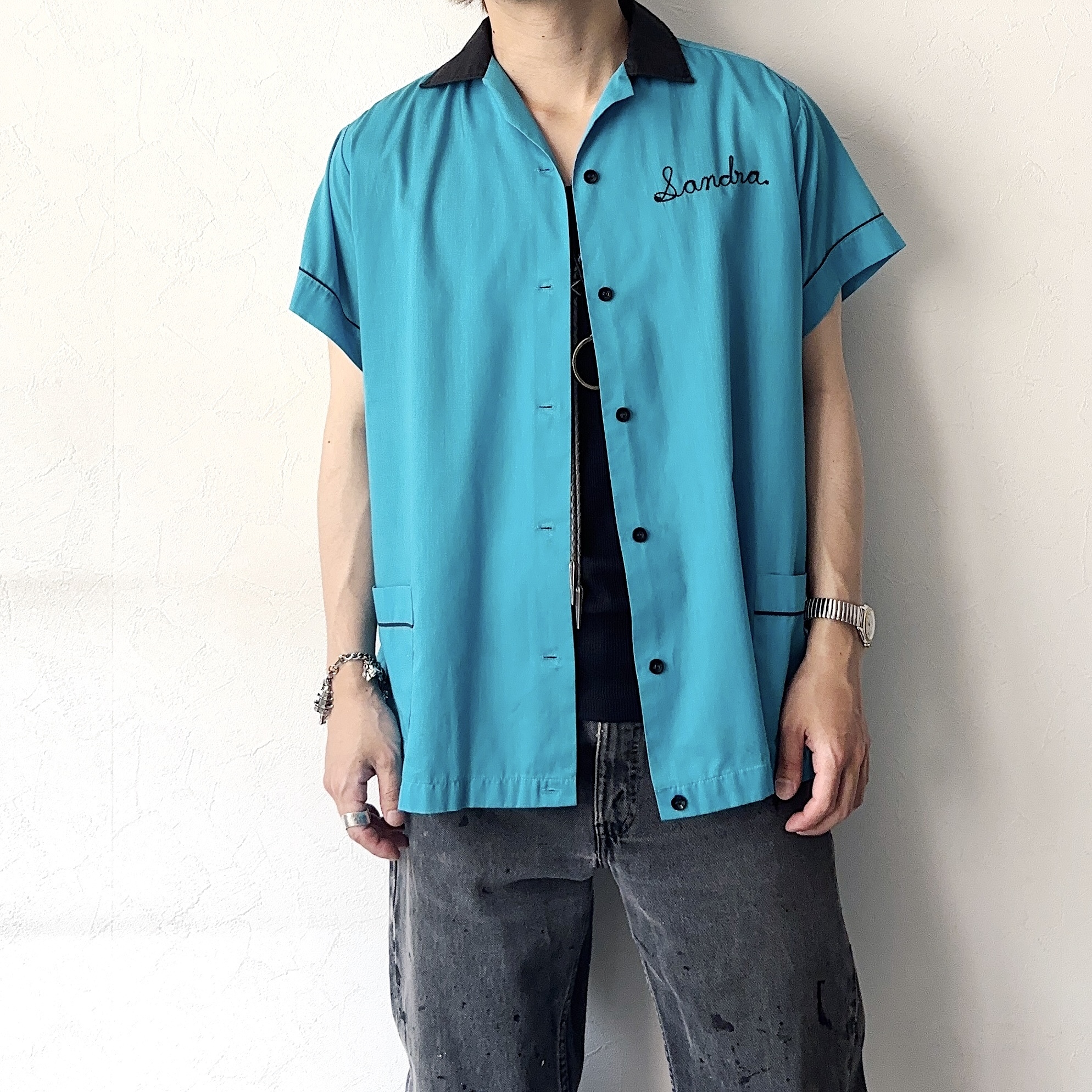 Vintage 70's【Hilton】"Lynn's Hairstyling" Bowling Shirt の画像 3