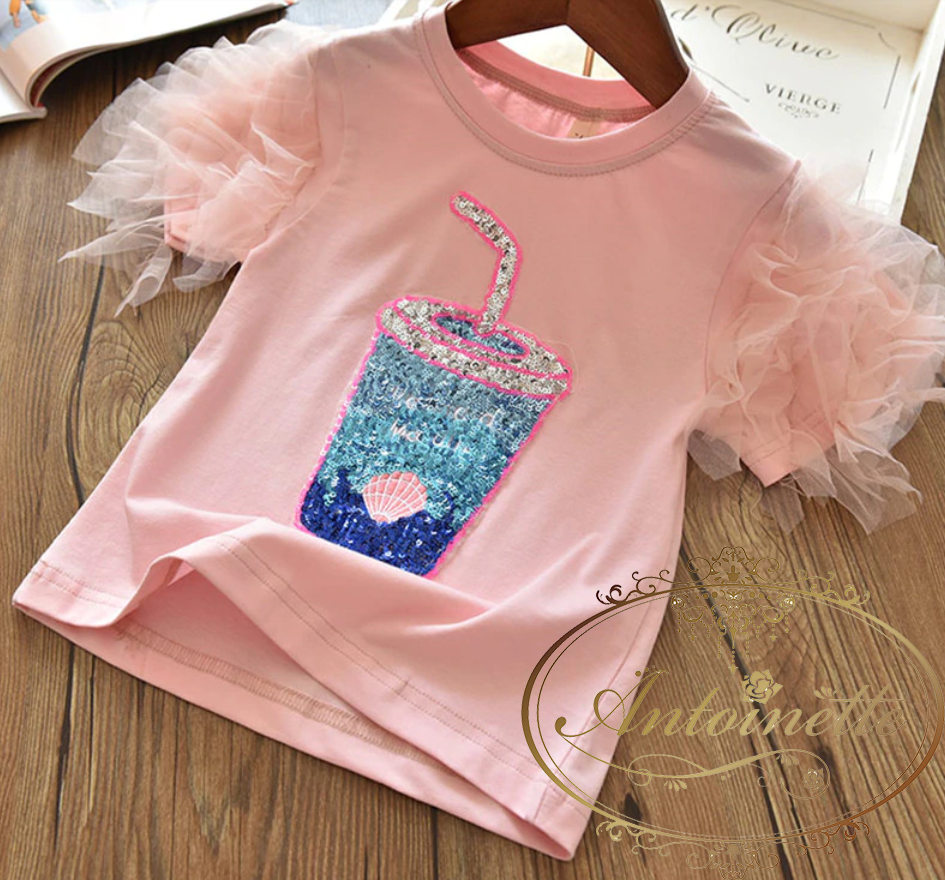 2カラー 夏 Tシャツ 可愛い シェル ブルーハワイ 子供服 女の子 Girl T Shirt Pink White Antoinette 2カラー 夏 Tシャツ 可愛い シェル ブルーハワイ 子供服 女の子 Girl T Shirt Pink White Antoinette