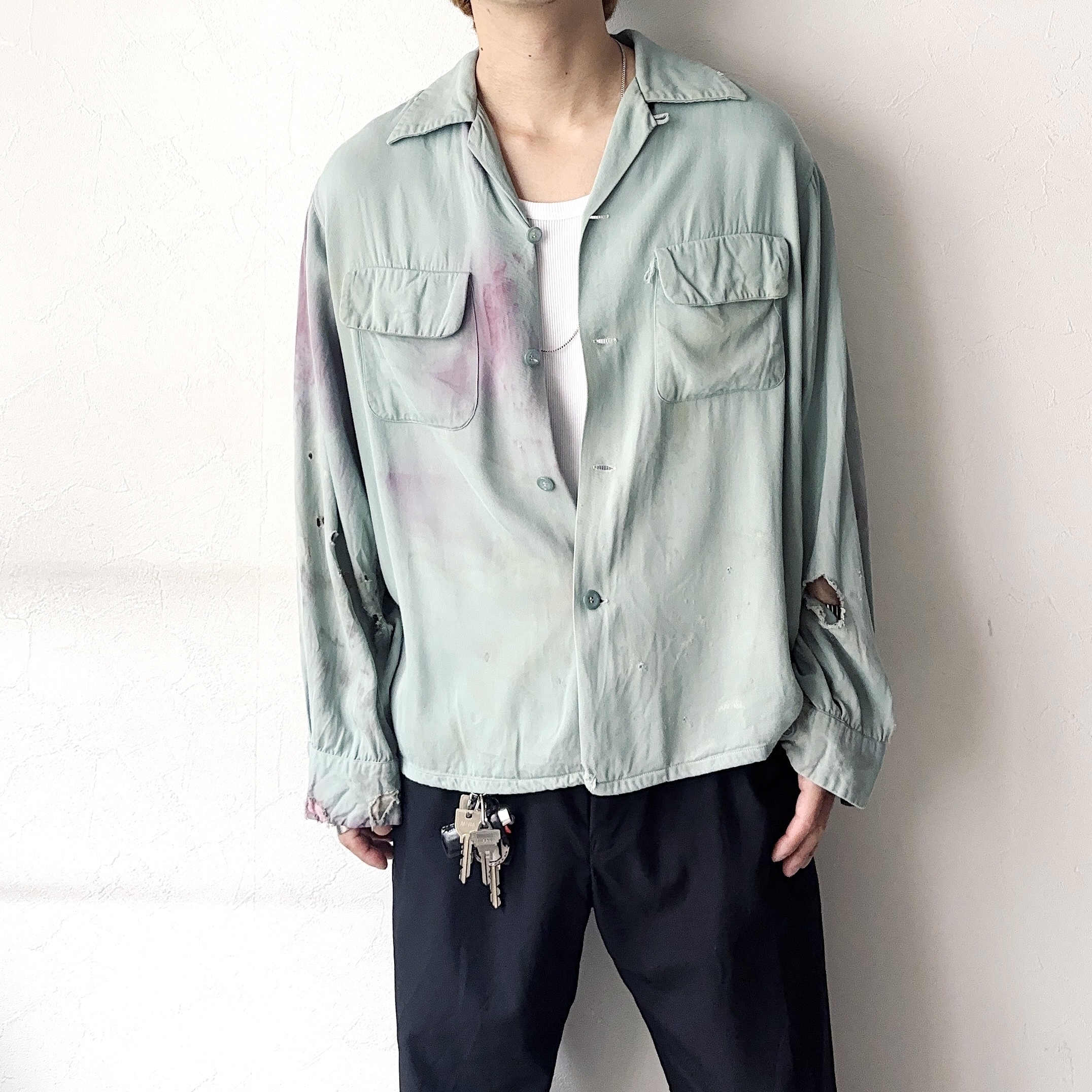 Vintage 50's【TOWNCRAFT】Grunge Rayon Open Collar Shirt の画像 3