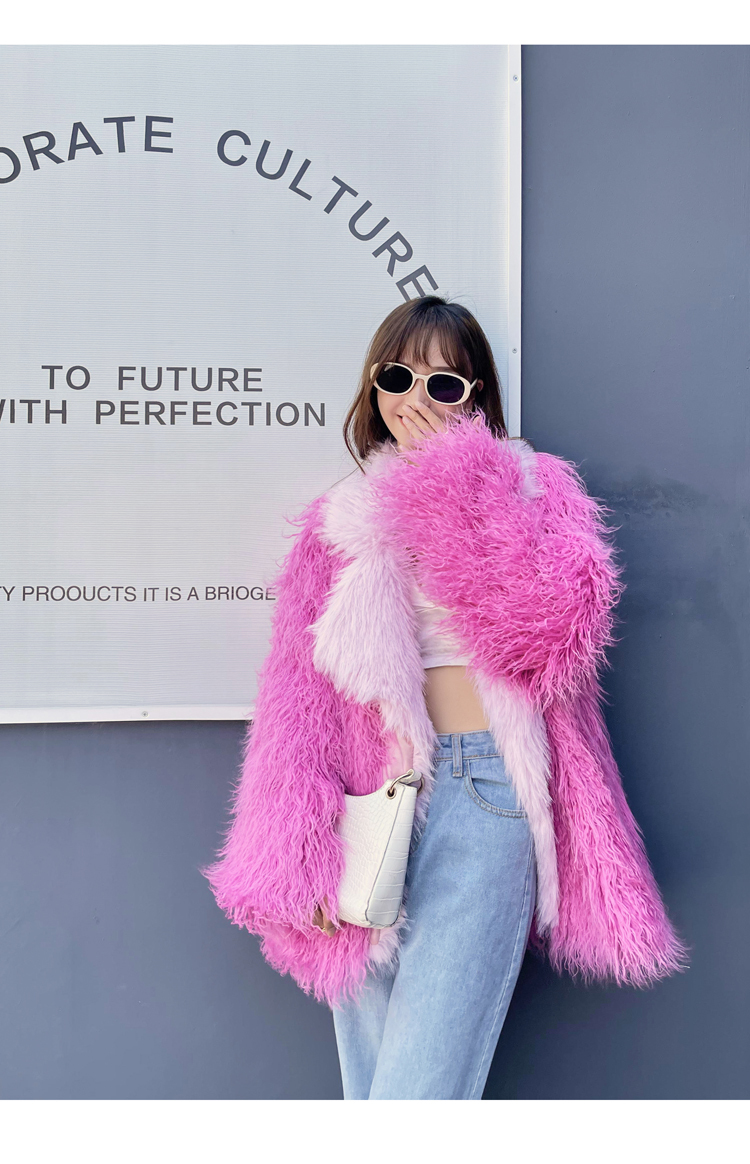 Qoo10] ピンクファーコート ファーコート エコフ