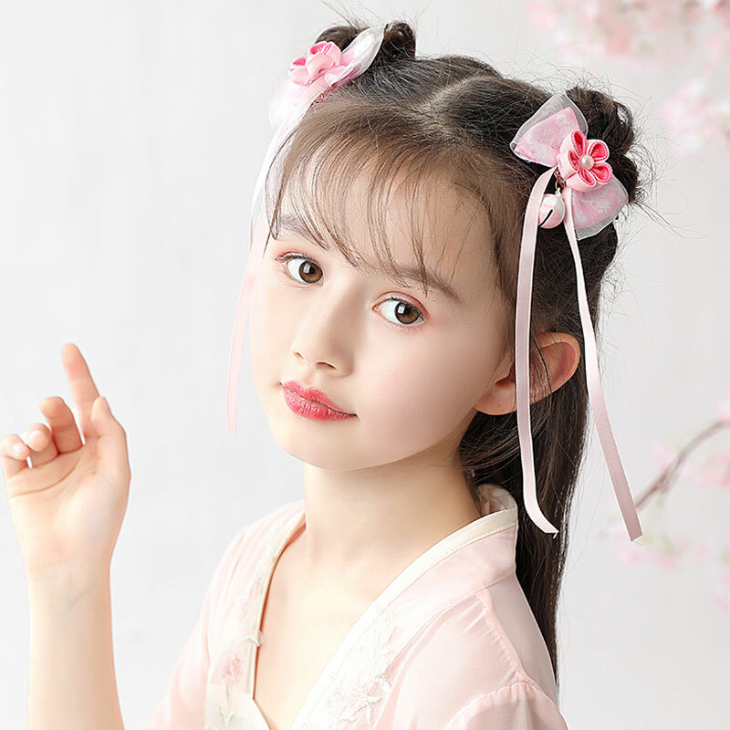 可愛い 女の子 ヘッドアクセサリー 子供用 リボン飾り 髪飾り ヘアアクセサリー 漢服と合わせやすい キッズ 結婚式 ステージ 発表会 入園式 卒園式 ピンク Dresszone