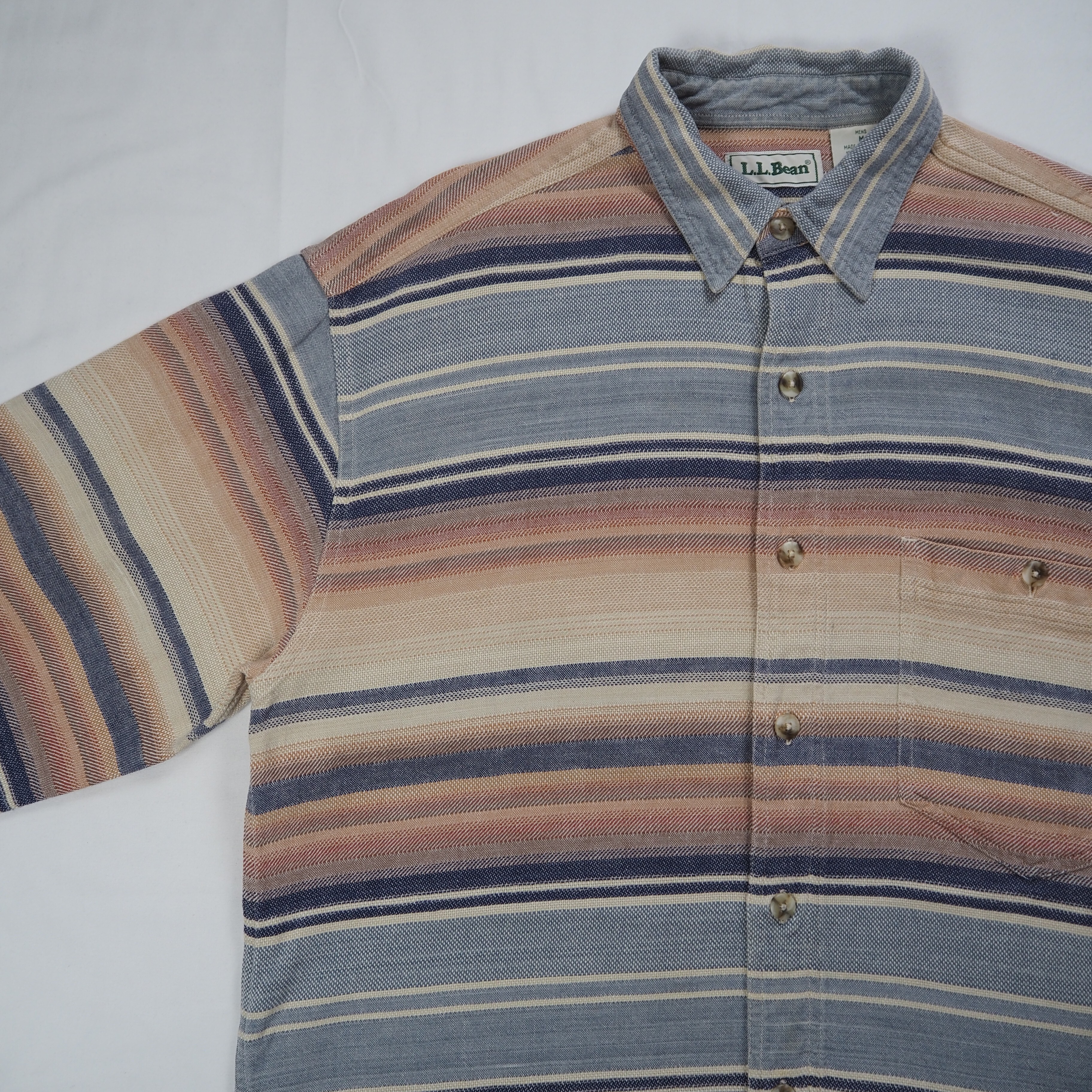 90's L.L. Bean ネルシャツ Mサイズ ボーダー の画像 4