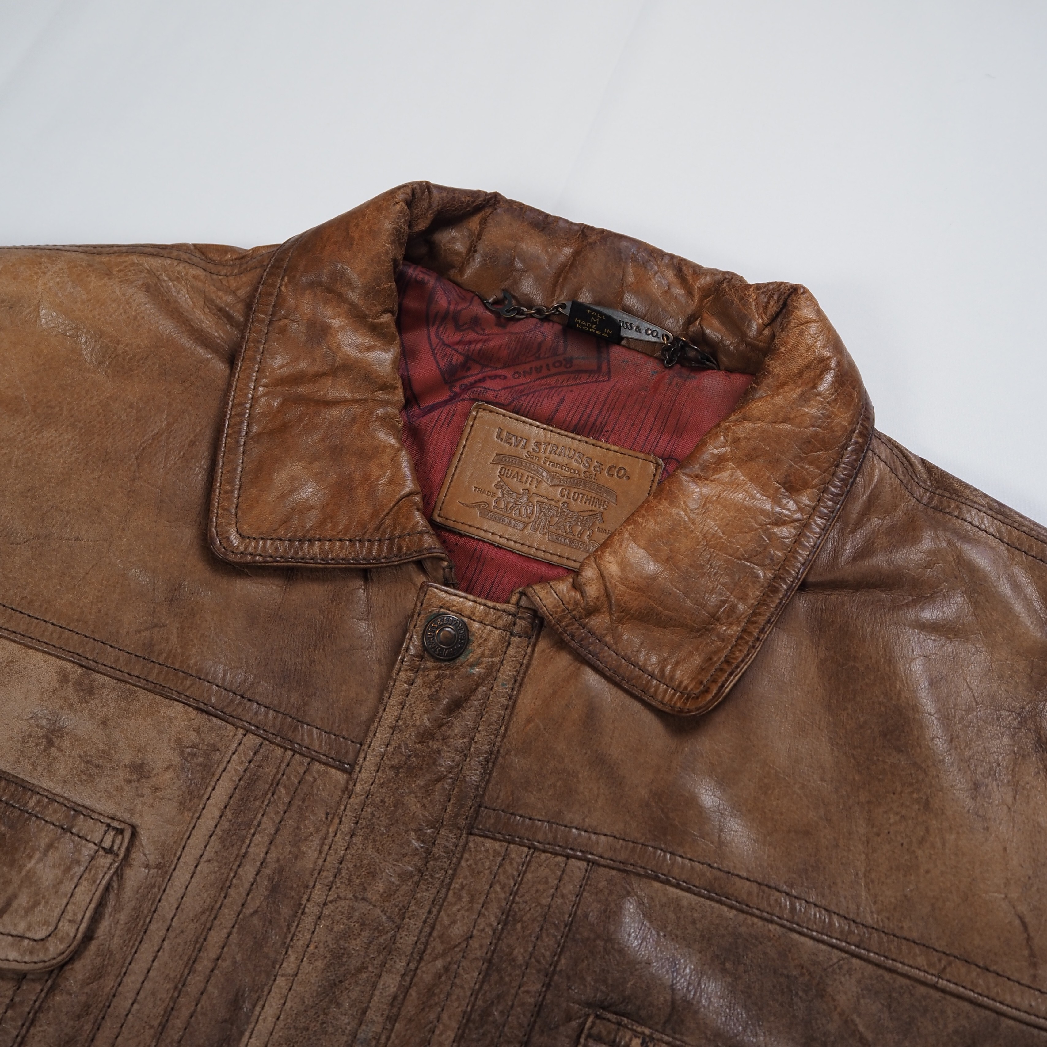 【9/23 20:00入荷】90's Levi's レザージャケット Mサイズ の画像 5