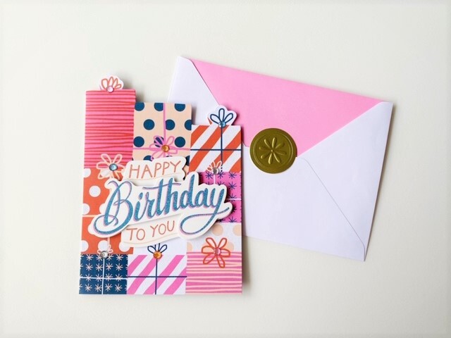 Molly Rex Birthday Card バースデーカード レターセット Happybirthday お手紙 メッセージカード ギフト 贈り物 お 誕生日 お祝い 封筒付き 海外雑貨 プレゼントボックス ギフトボックス おしゃれ かわいい ピンク ホワイト ドット Puahawaii