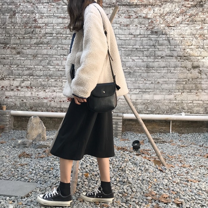 ボアジャケット ふわもこ ジップアップ 学生風 韓国風 胸ポケット スタンドカラー あったか 通学 ゆる感 オルチャン レディース Manajily オルチャン 韓国 プチプラレディースファッション