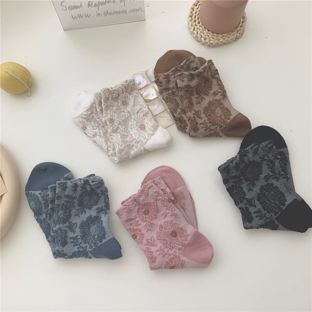 やさしい雰囲気を漂わせるレース花柄ソックス5足セット 靴下 レディース Z Gaacal