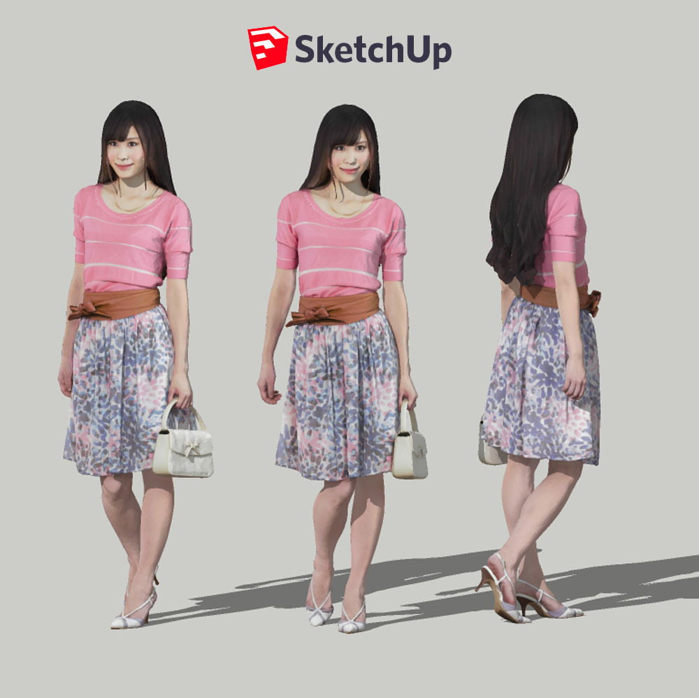 SketchUp素材 3D人物モデル ( Posed ) 077_Yui - 画像1