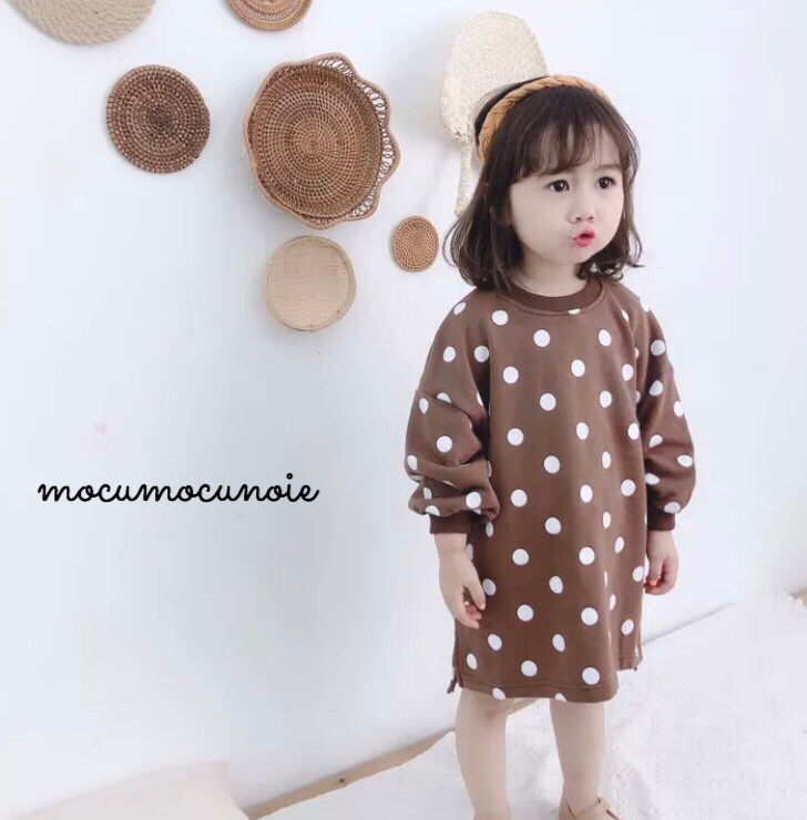 ドットチョコ トレーナーワンピース 韓国子供服 ベビーグッズ Mocu Mocuの家