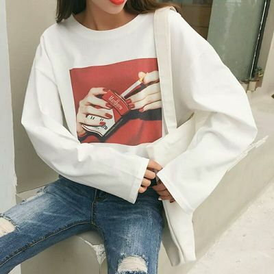 Tシャツ プリント ユニークtシャツ マルボロ ゆったり 韓国ファッション オルチャンファッション 韓国ファッション Ol Chan