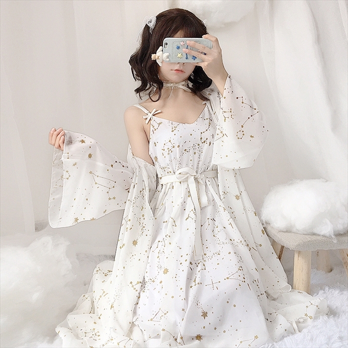 レディース ドレス カーディガン セットアップ シフォン ロング丈